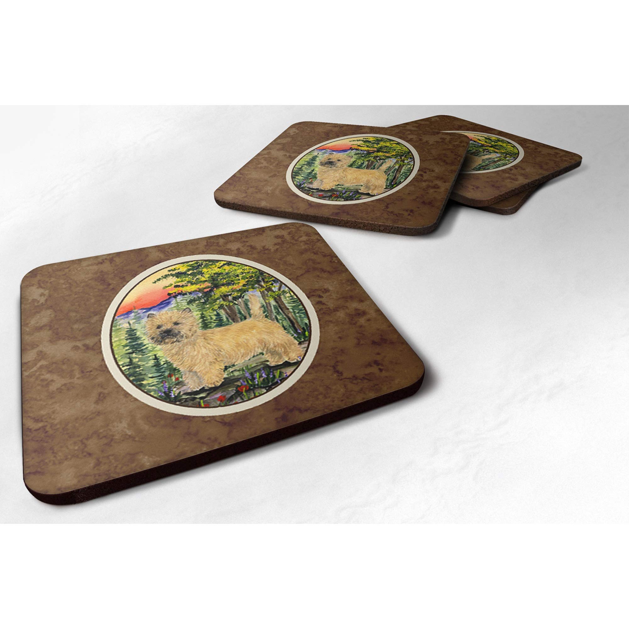 Carolines Treasures Cairn Terrier Foam Coasters (Set of 4), 3.5 H x 3.5 W, Multicolor