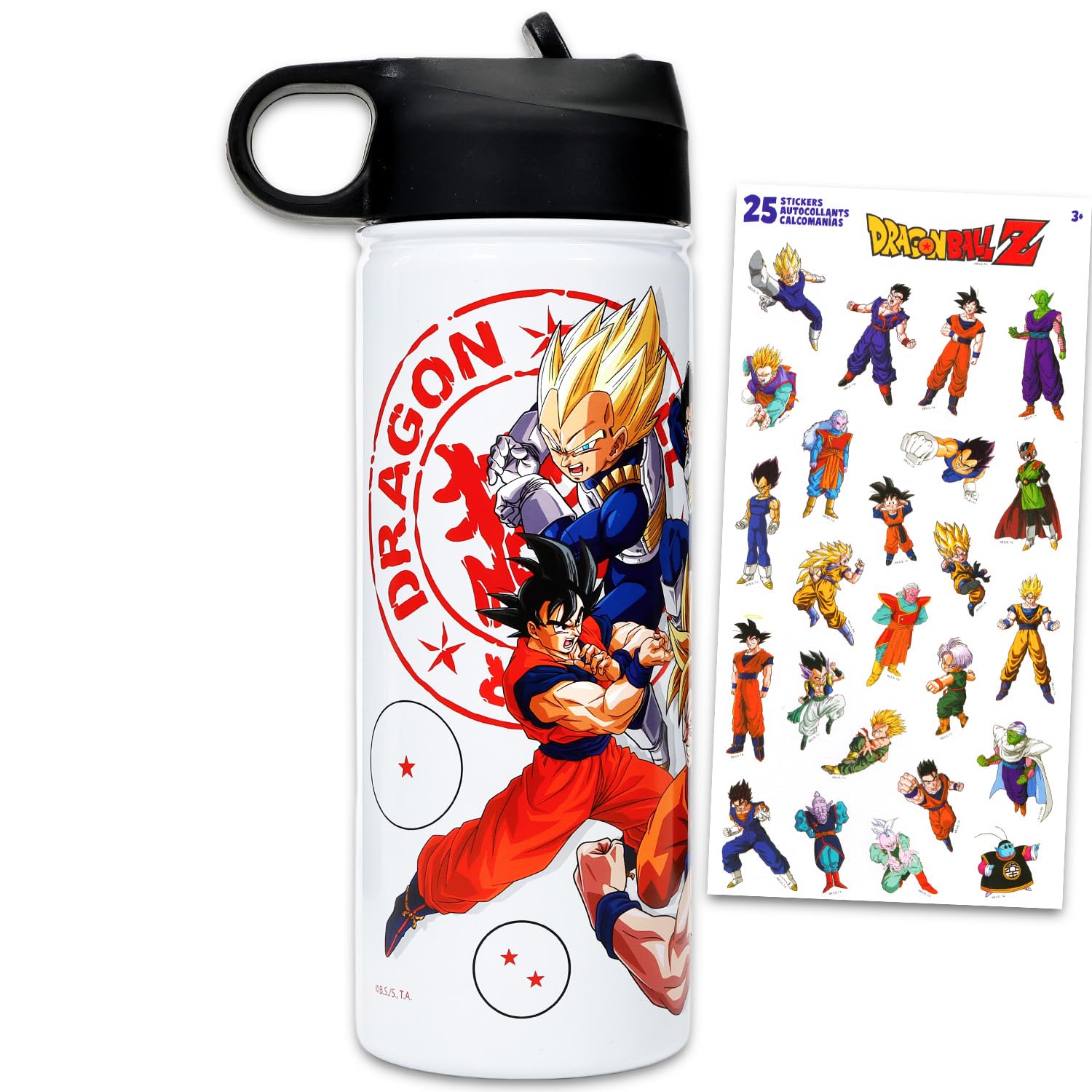 Dragon Ball Z Water Bottle Set - Bundle with Collectible Stainless Steel 24 Oz Water Bottle Plus Stickers Merchandise Gift Set