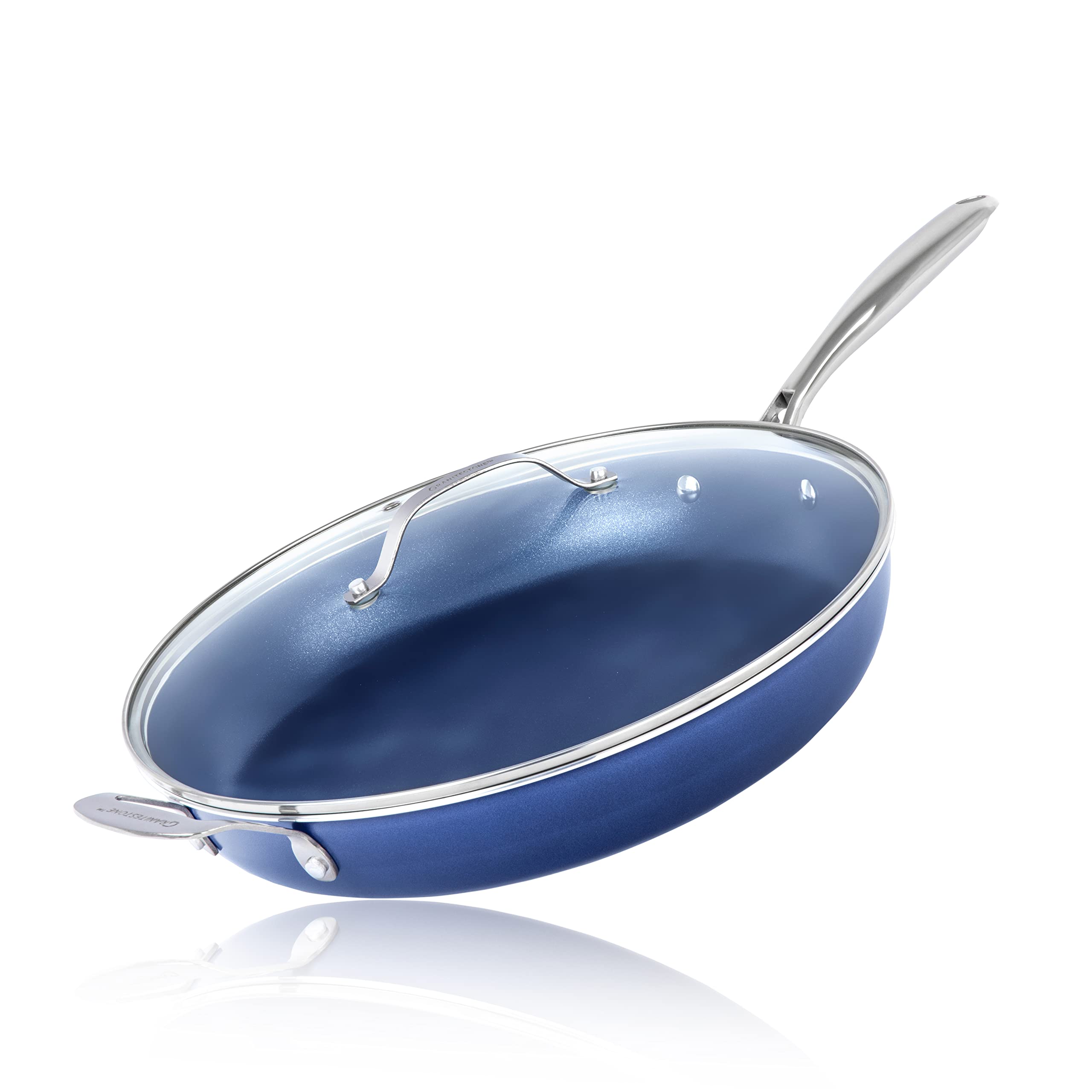Granitestone 14 Inch Frying Pan with Lid, Large Non Stick Skillet for Cooking, Frying Pans Nonstick, Ultra Durable Mineral and D
