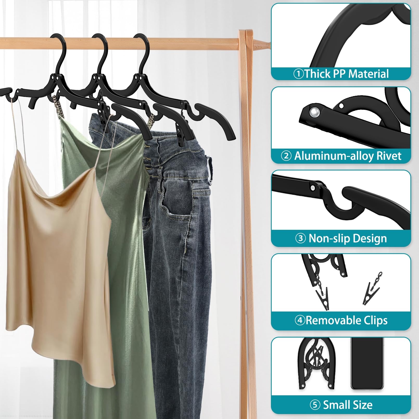 30 Pcs Travel Hangers With Clips Portable Foldable Travel Hanger Organizer, Travel Accessories Essentials Clothes Drying Rack Fo
