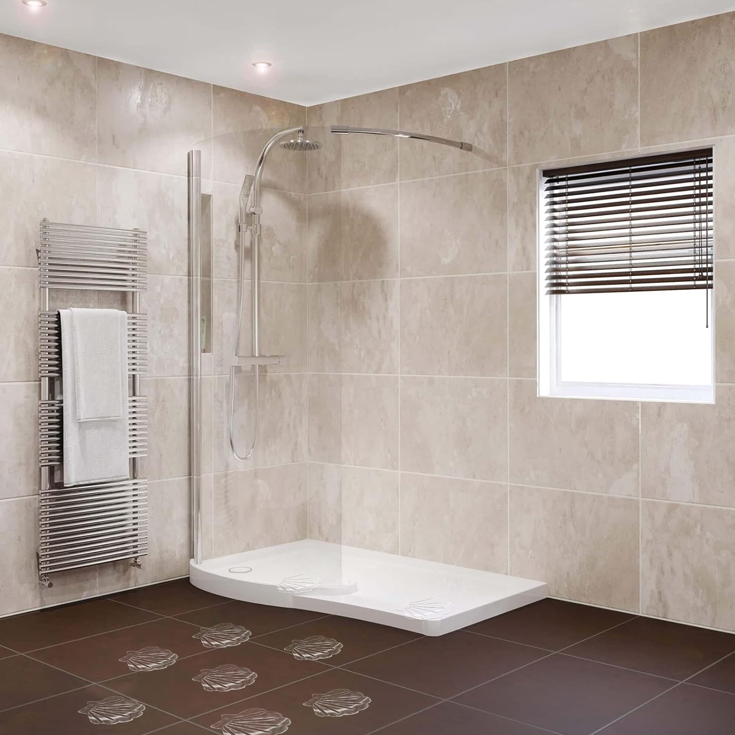 Coufce Clear Bathtub Stickers Non Slip, Shell Shaped Tubs Safety Shower Treads, Adhesive Sticker For Bathroom Bathtub, Shower Fl