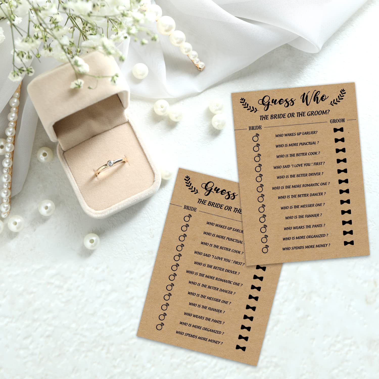 Bridal Shower Game, Guess Who The Bride Or Groom Game Cards For Wedding, 30 Wedding Bridal Shower Party Game Cards Ideas For Cou