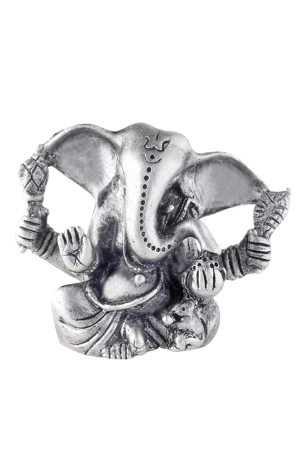 Prd Caratcafe Silver Ganesha Murti For Car Dashboard, Home & Office Use Made In Pure 925 Solid Chandi Metal Idol Of Ganesh Ji Wi