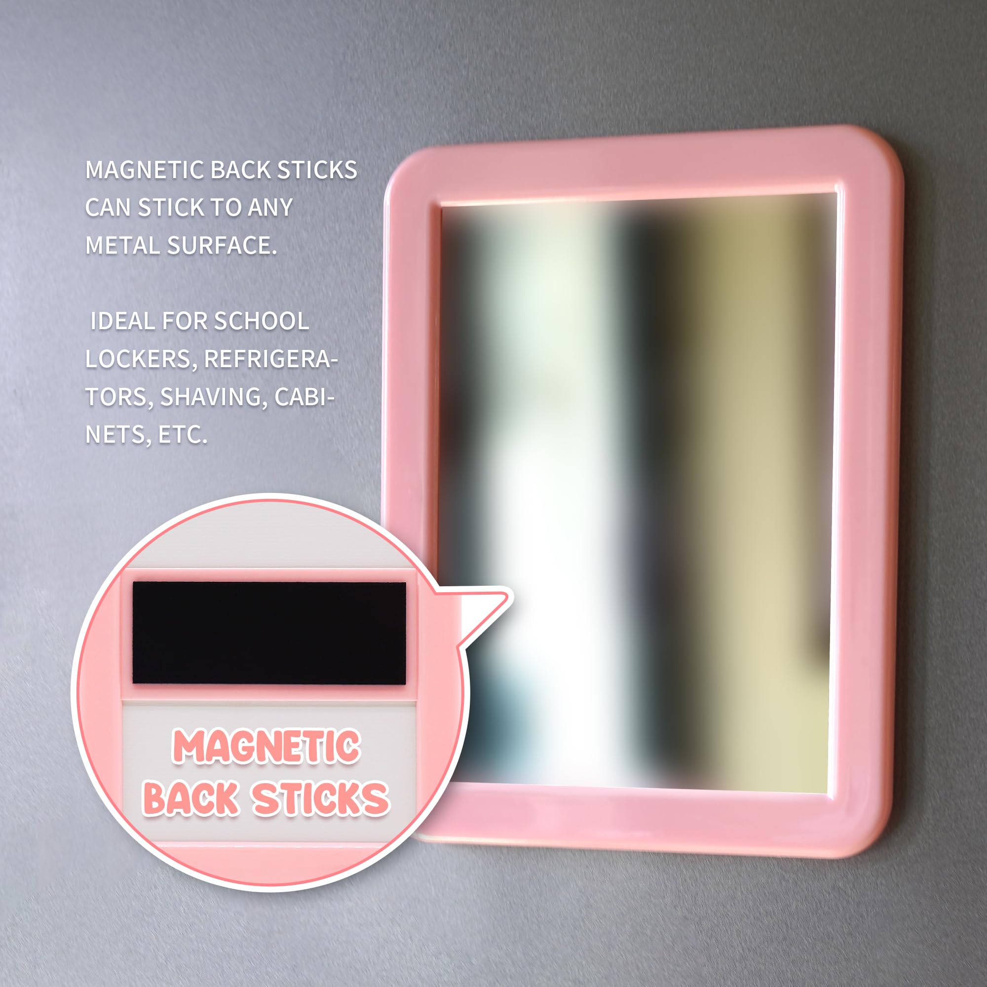 Vermo Magnetic Mirror - 2-Pack Locker Mirror - 5 X 7- For School Locker, Bathroom, Household Refrigerator, Locker Accessory, Wor