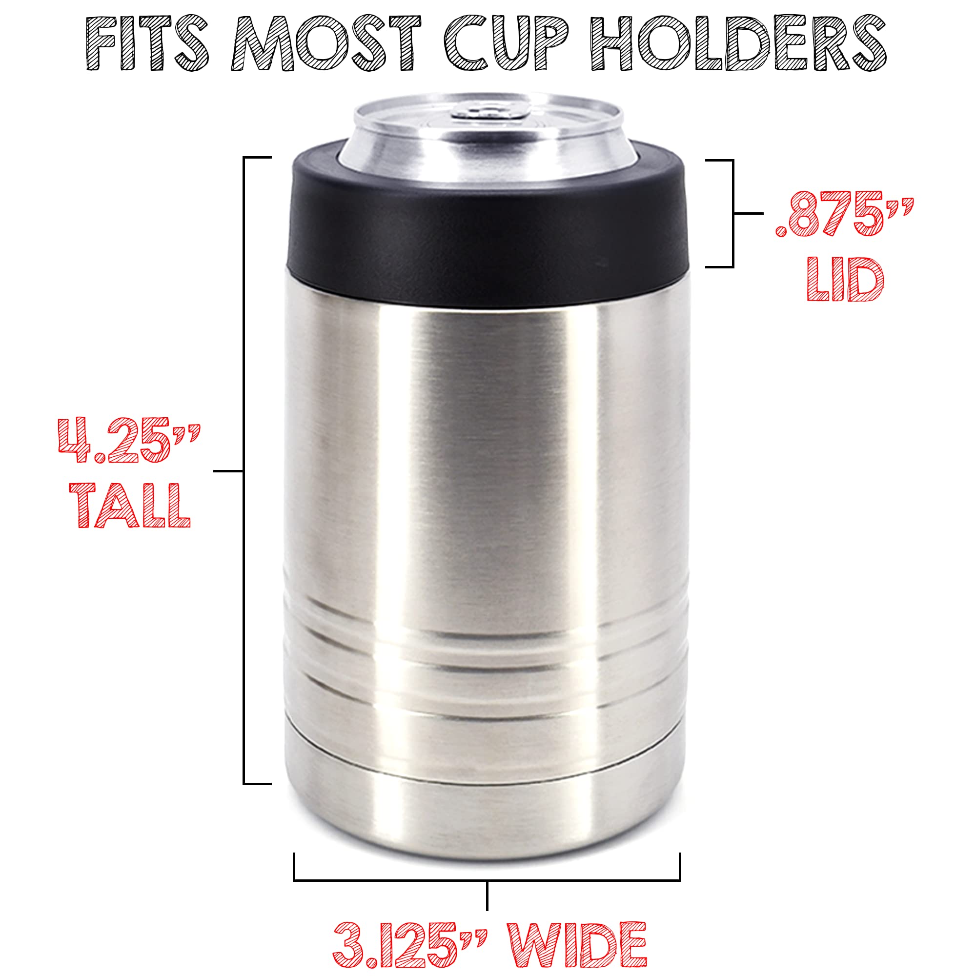 Clear Water Home Goods - 12 Oz Stainless Steel Double Wall Vacuum Insulated Can Or Bottle Beverage Cooler - Stainless Steel - 6