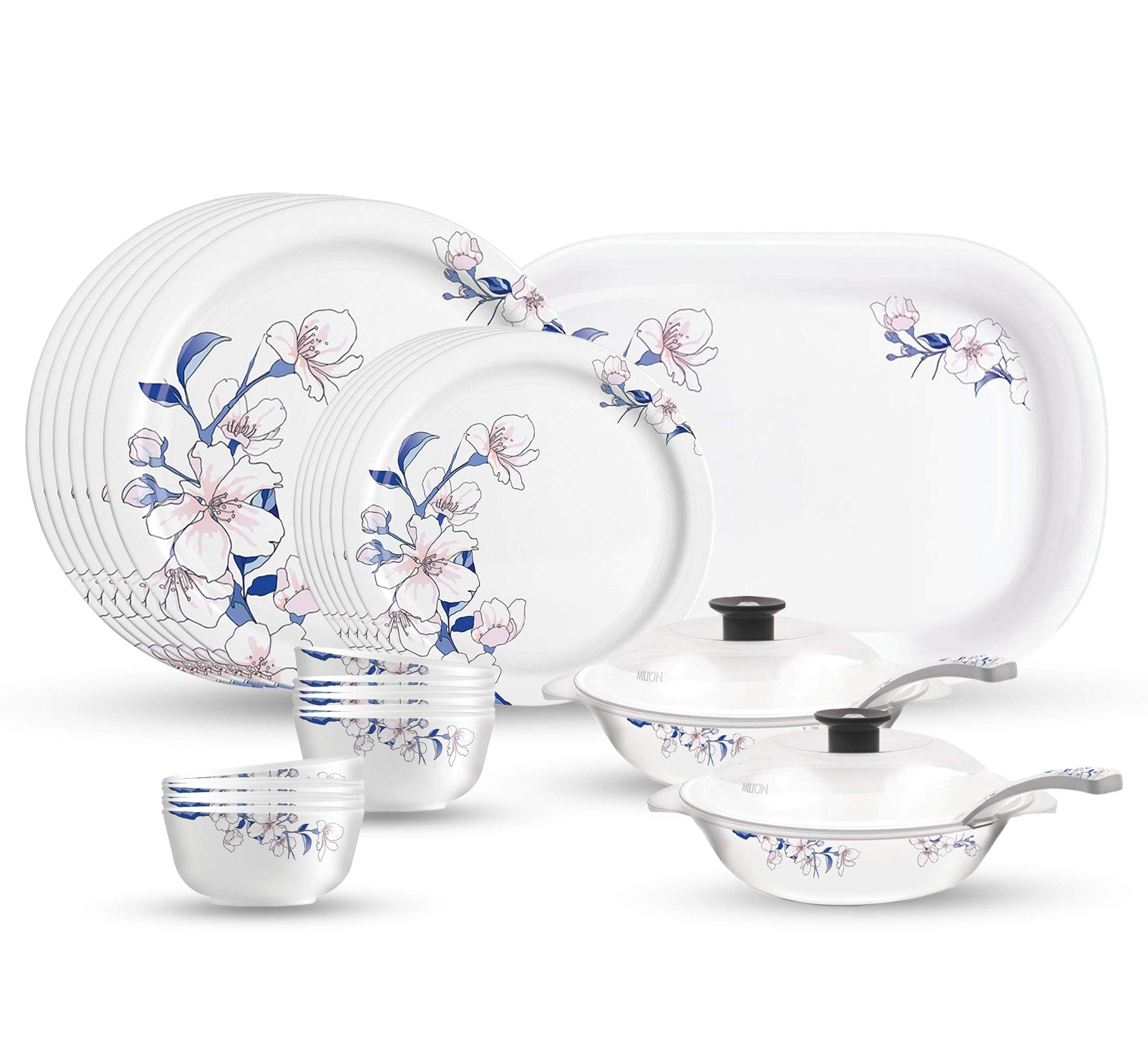 Milton Lissome Round Melamine Dinner Set Of 31 Pcs, Sakura, Blue