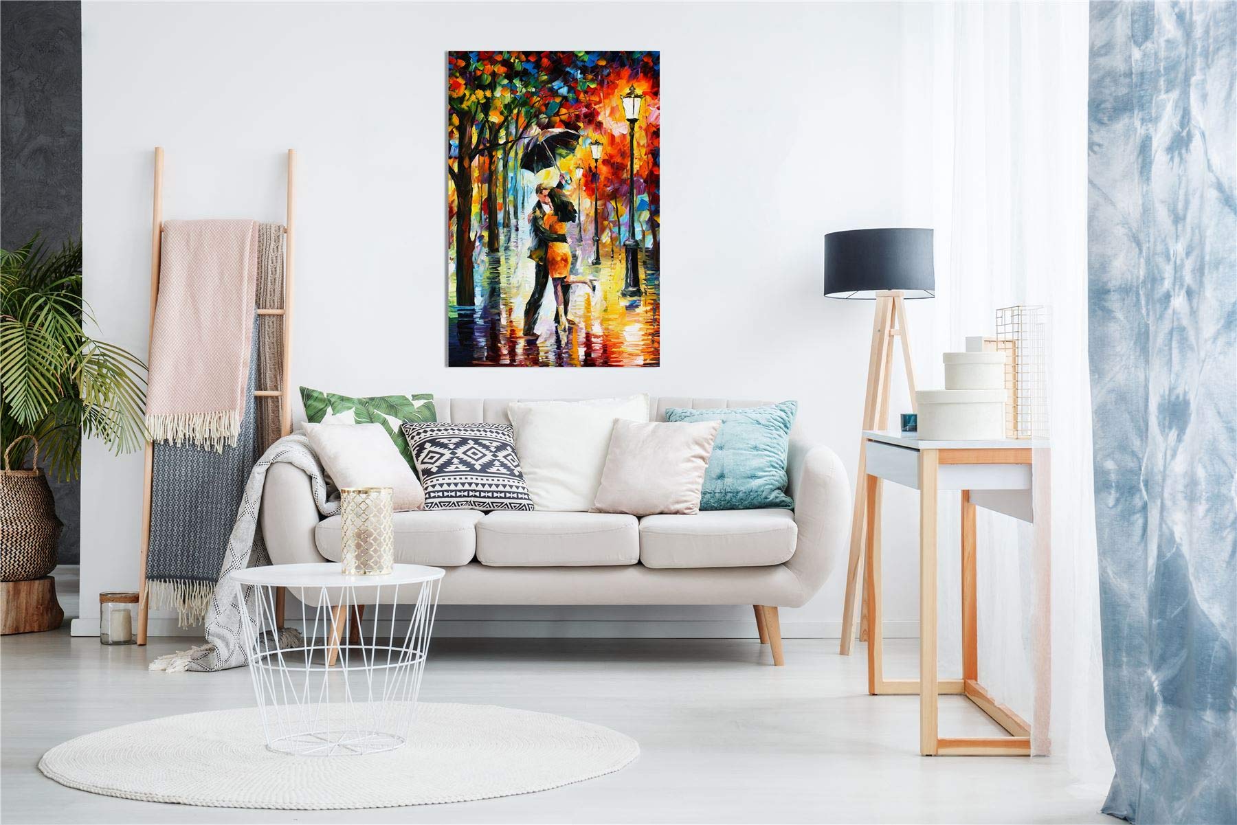 Dance Under The Rain By Leonid Afremov Canvas Wall Art Picture Print For Home Decor (18X12)