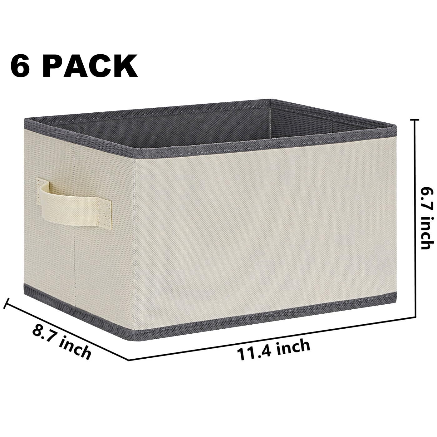 Lhzk Collapsible Fabric Storage Bins For Shelves 6 Pack, Small Storage Baskets For Shelves, Closet Storage Bins With Handles, St