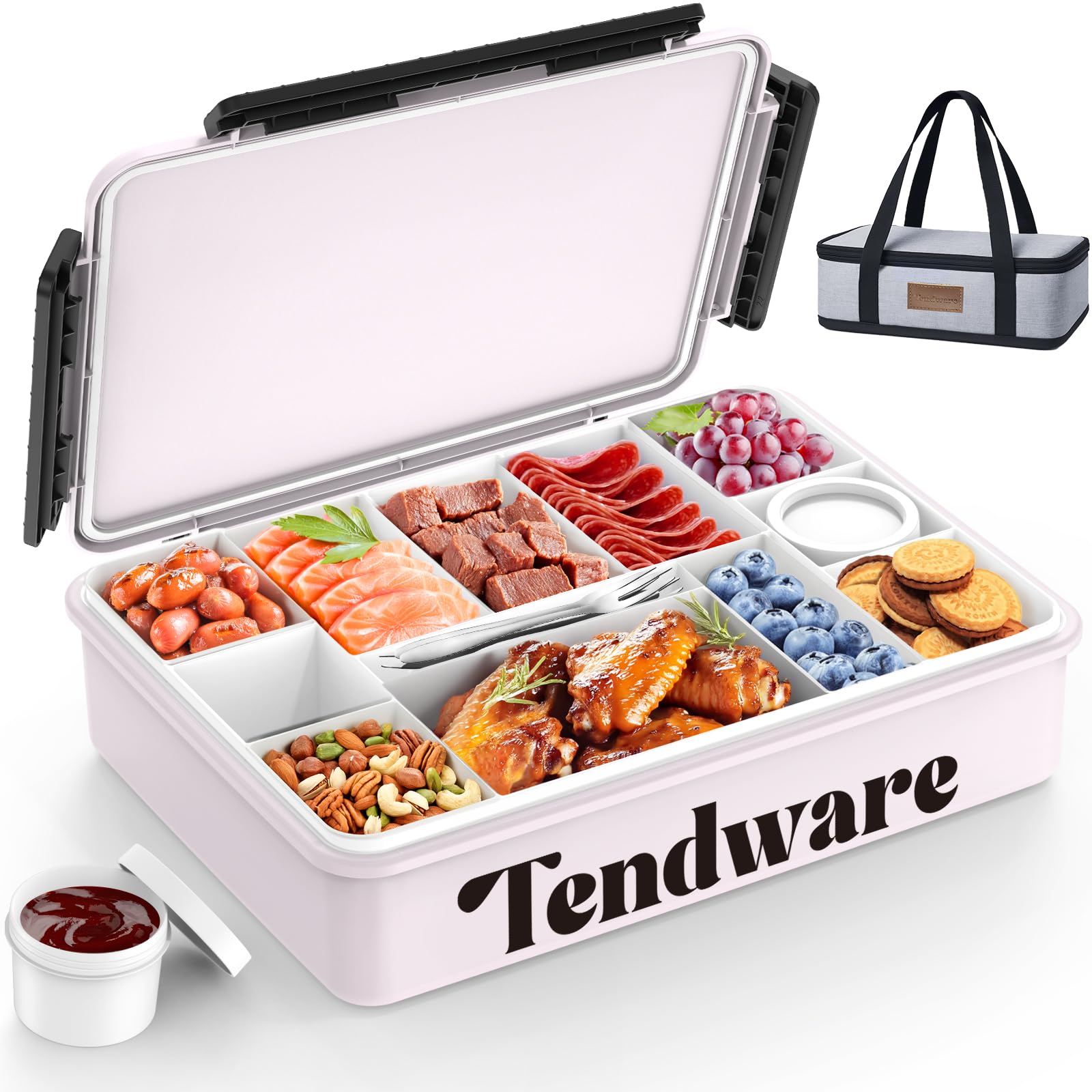 Chilled Portable Snackle Box Container Insulated Bag Keep Food Warm 12 Compartment Divided Serving Tray Reusable Ice Pack Road T