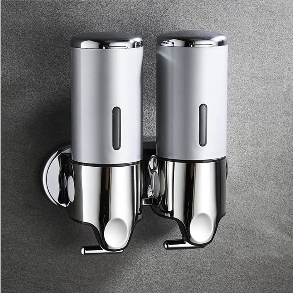 Prosfalt 2 Chamber Wall Mounted Bathroom Shower Pump Dispenser And Organizer-Holds Shampoo, Soap, Conditioner, Shower Gel, For B