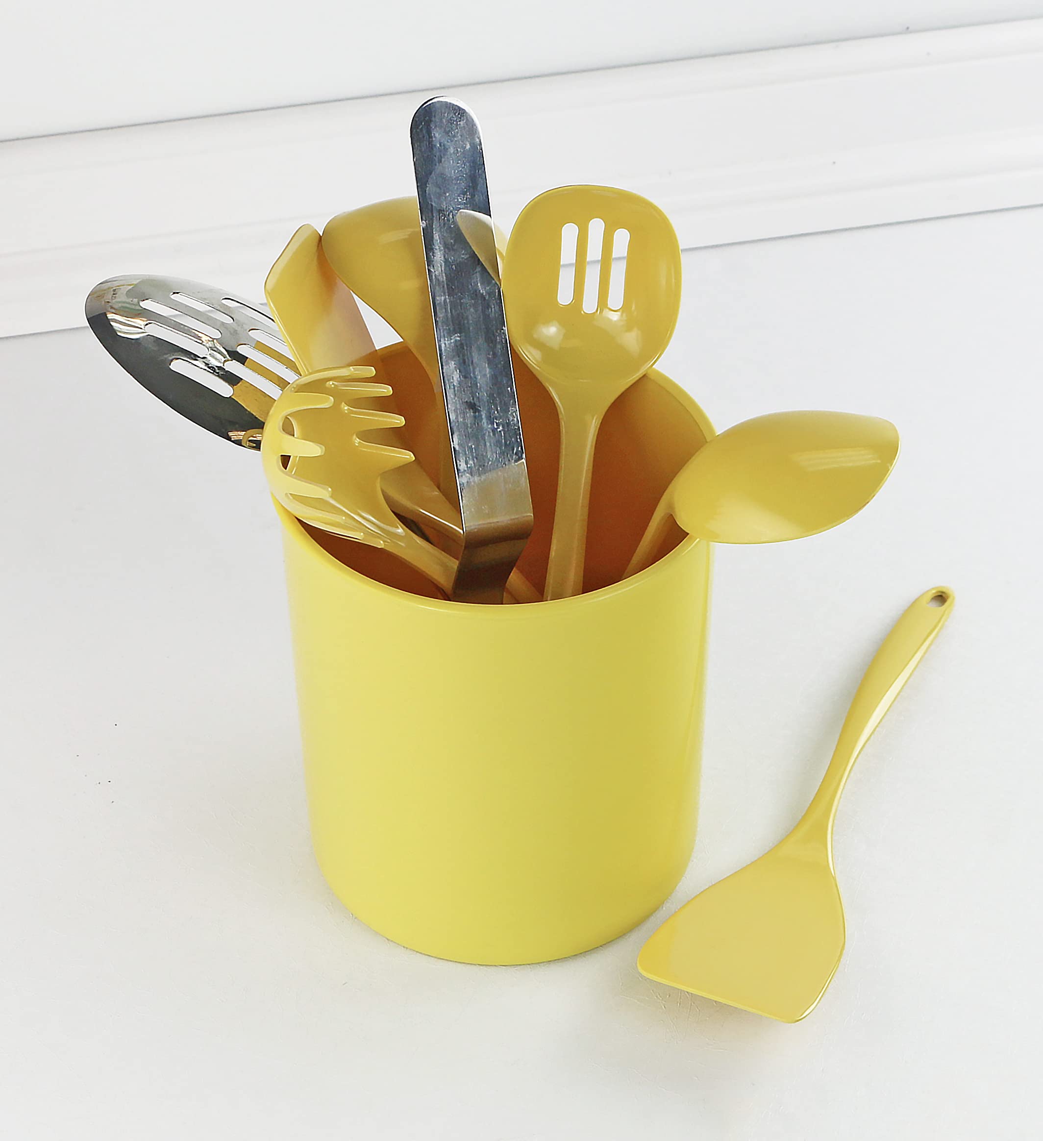 Reston Lloyd Multipurpose Crock Organize All Kinds Of Utensils & Kitchen Tools, Extra Large Holder, Lemon