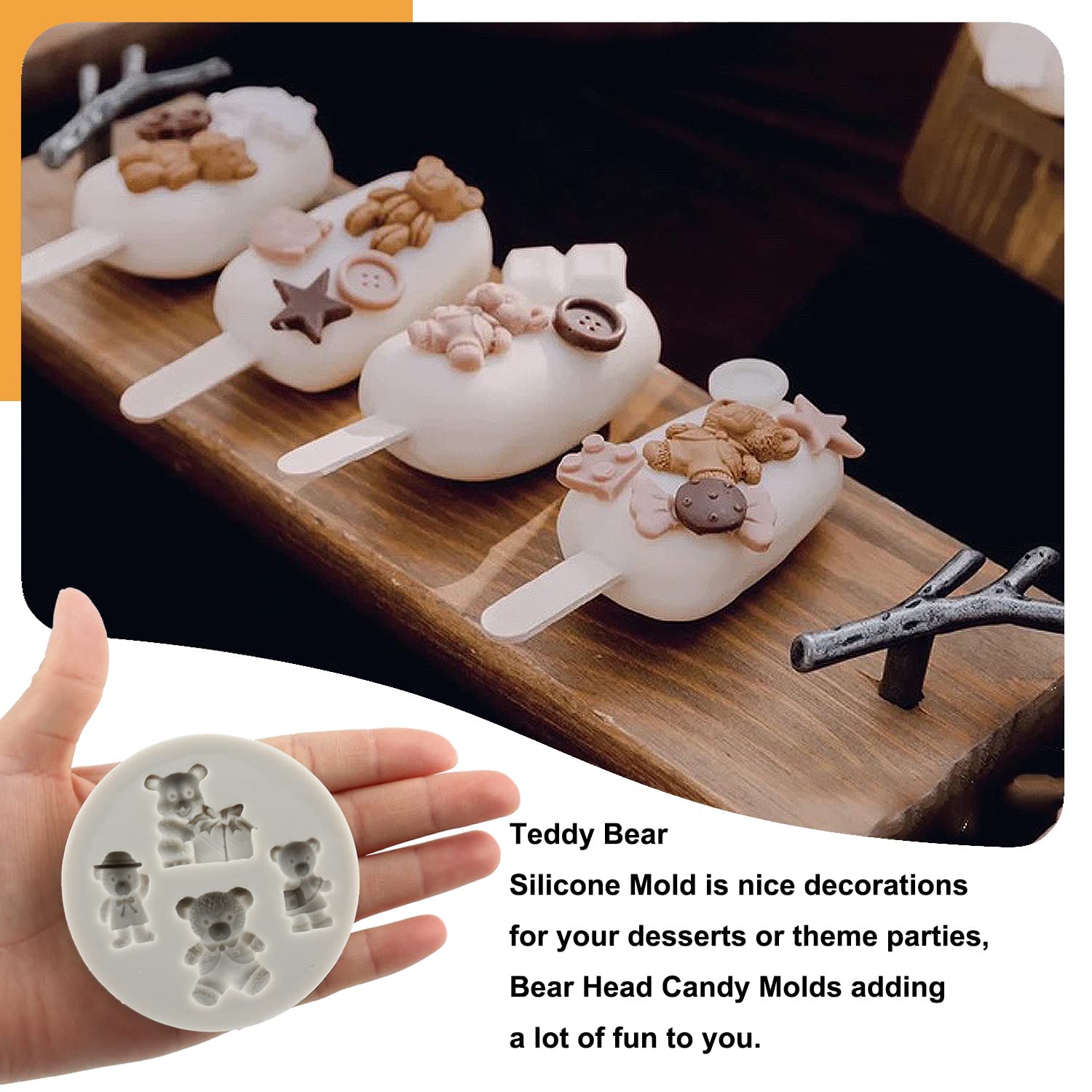 Sijiangmold 3D Pearl Fondant Mold Bear Silicone Fondant Mold Ball Pearl Semi Sphere Chocolate Molds For Cake Decorating Cupcake