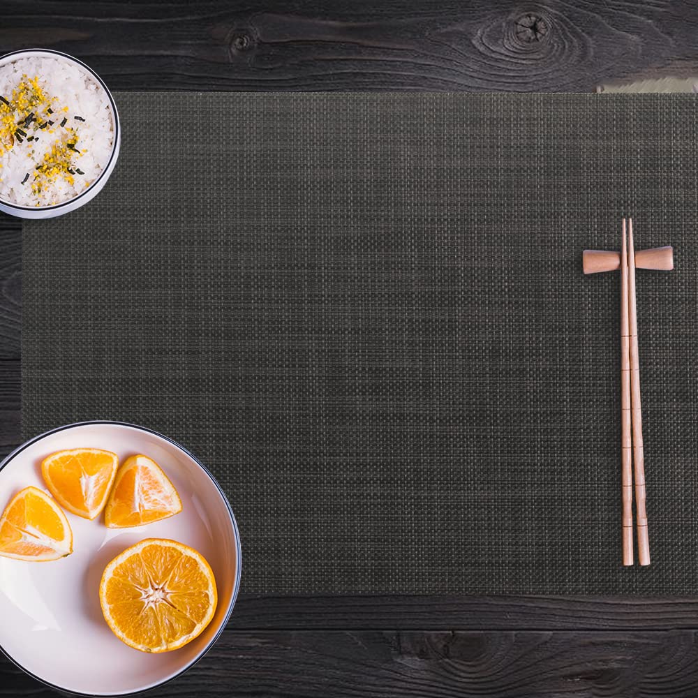 Homedge Pvc Placemat, 4 Pcs Of Non-Slip Heat Resistant Place Mats, Washable Vinyl Placemats, Set Of 4 -Black