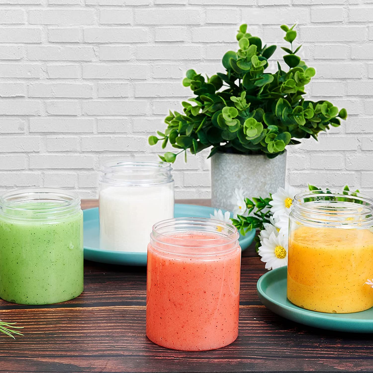 36 Pack 8 Oz Plastic Jars Round Clear Cosmetic Container Jars With White Lids, Eternal Moment Plastic Slime Jars For Lotion, Cre