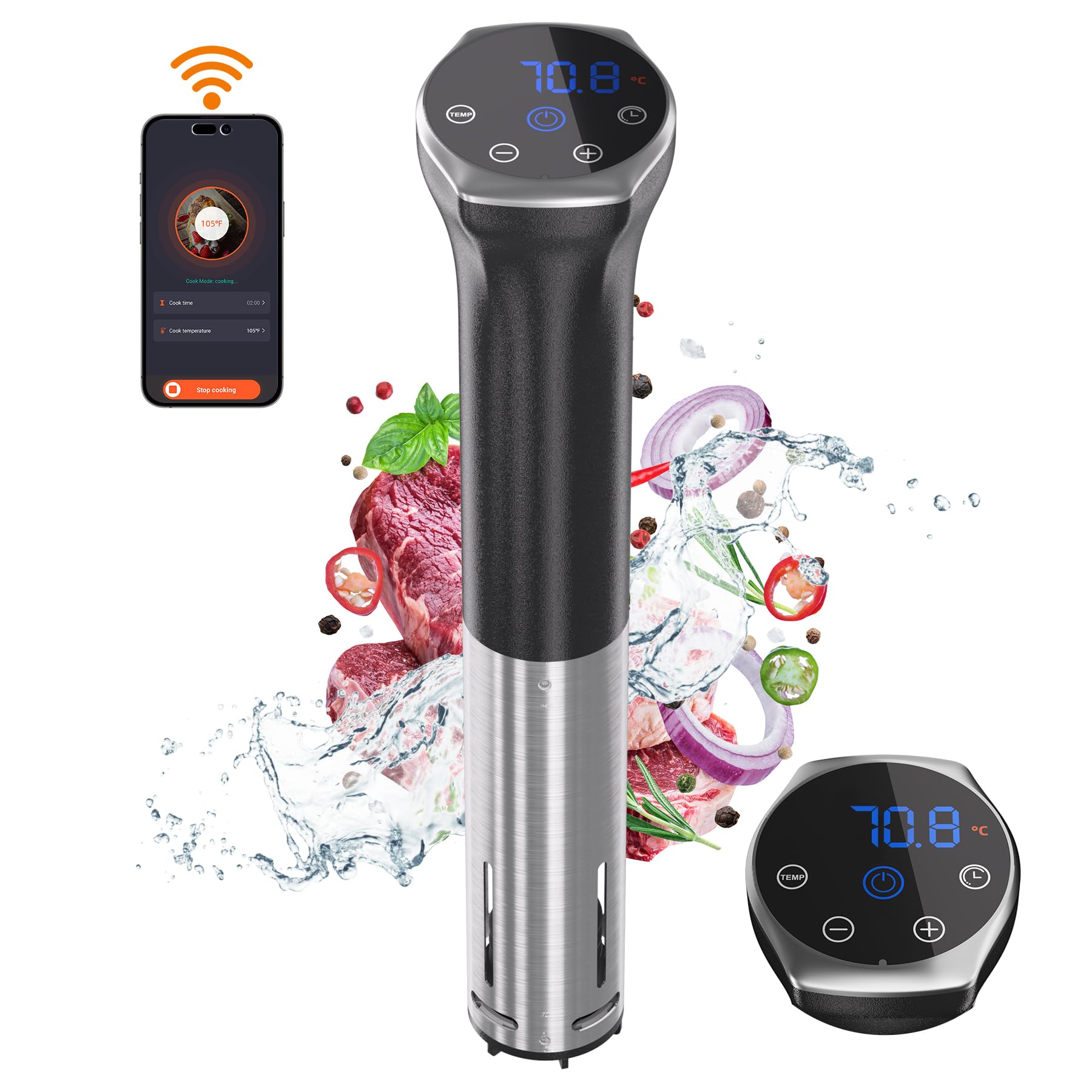 Upesitom Sous Vide Machine, 1100W Upgraded Wifi Sous Vide Cooker Ultra-Quiet Working Cooker Immersion Circulator With Recipes(Ap