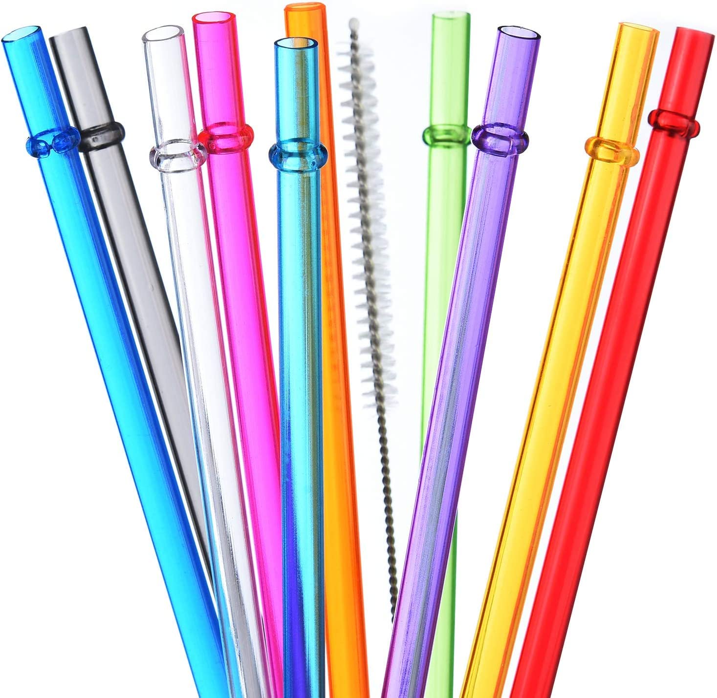 ALINK 13 inch Reusable Plastic Straws, Extra Long Colorful Tritan Tumbler Replacement Straws for Stanley Cups, 1 Gallon, 64/40/ 