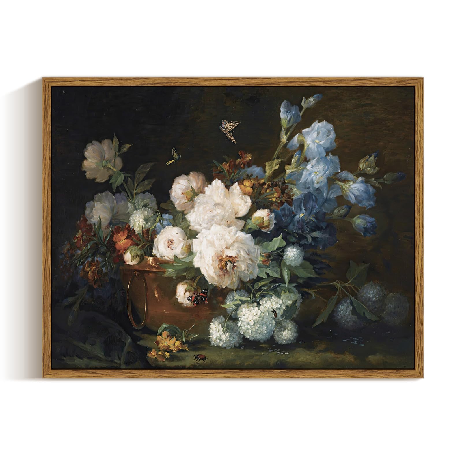 Arpeotcy Vintage Framed Canvas Wall Art, Bathroom Hydrangea Peonies Floral Pictures Retro Wall Decor, Canvas Prints, Bedroom Liv