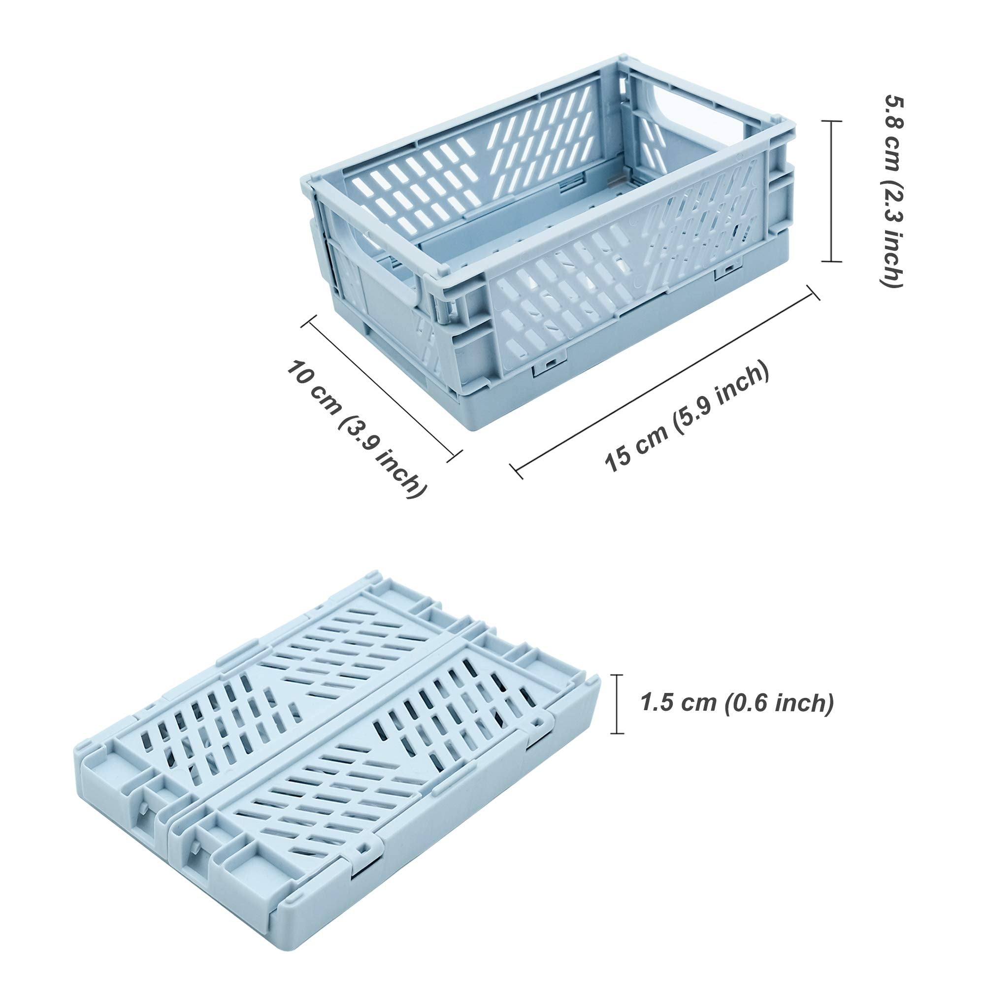 4-Pack Mini Baskets Plastic For Shelf Home Kitchen Storage Bin Organizer, Stacking Folding Storage Baskets For Classroom Bedroom