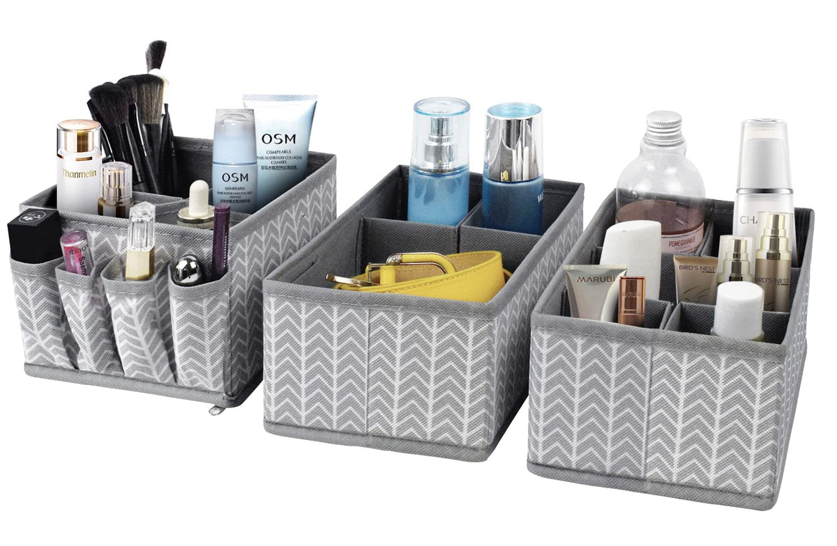 VERONLY Cosmetic Storage Bins Makeup Organizer, Adjustable Multifunction Storage Box Desk Drawer Divider for Makeup Brushes, Bat