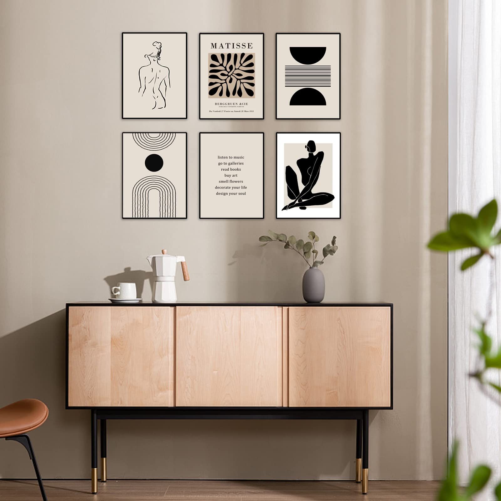 Matisse Wall Art Prints  Abstract Matisse Wall Art Exhibition Posters  Black Beige Women Body Line Art Leaf Boho Art Prints  Canvas Matisse Paintings Pictures for Aesthetic Room  Bedroom  Living Room Wall Decor(8x10inch  Unframed)