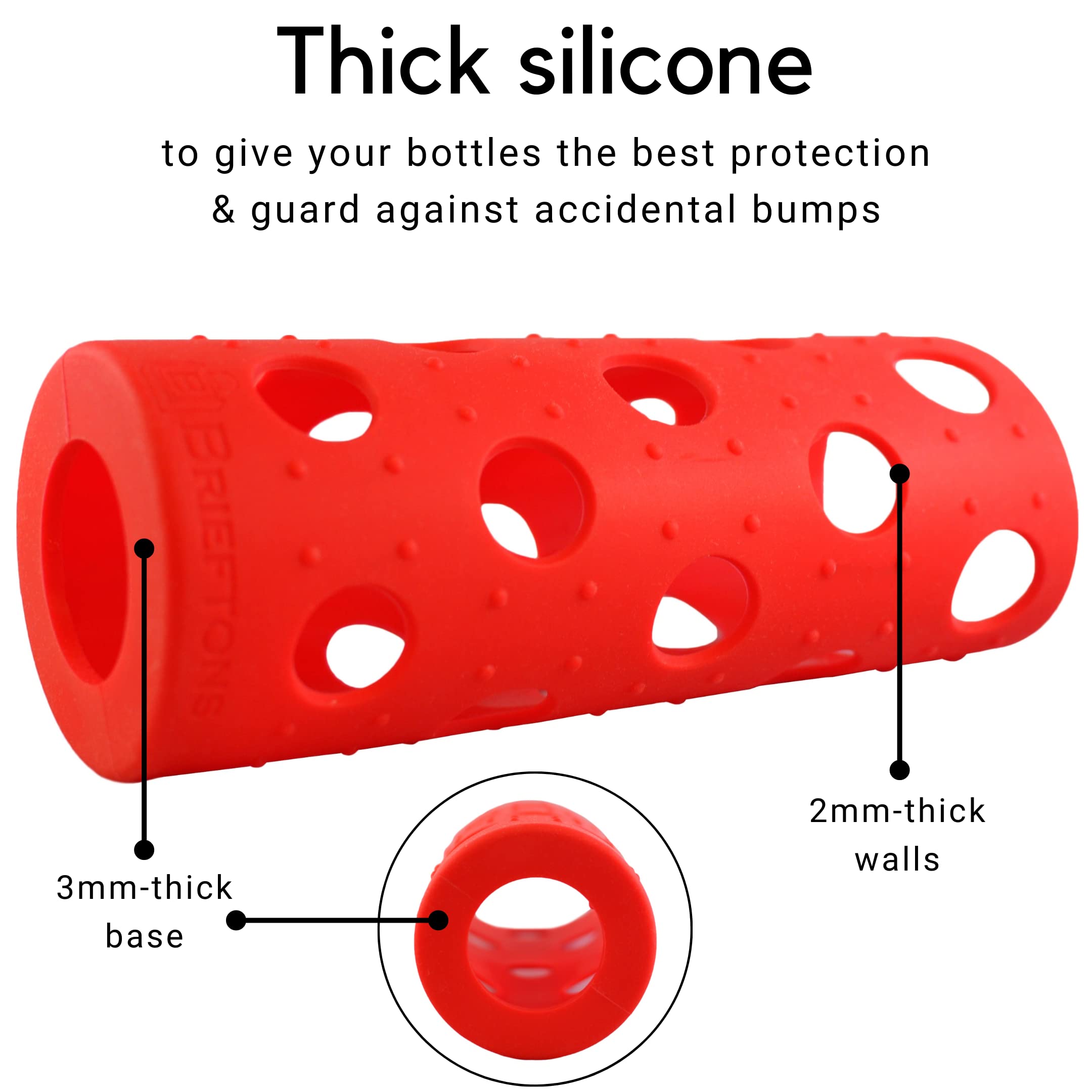 Brieftons Silicone Sleeves: 6-Pack Insulated Anti-Slip Protection Covers, Ultra Thick & Durable, Better Than Neoprene & Rubber,
