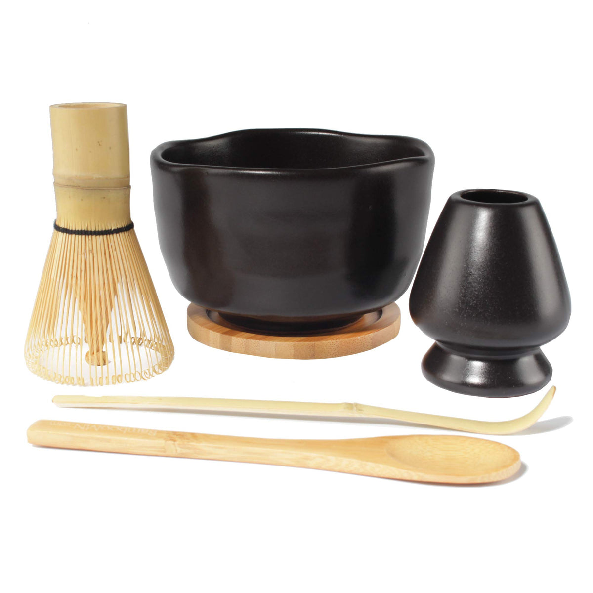 Bamboomn Matcha Whisk Starter Set - Chawan Matcha Bowl, Tea Whisk, Chashaku, Spoon, Matcha Holder, And Bamboo Coaster For Tradit