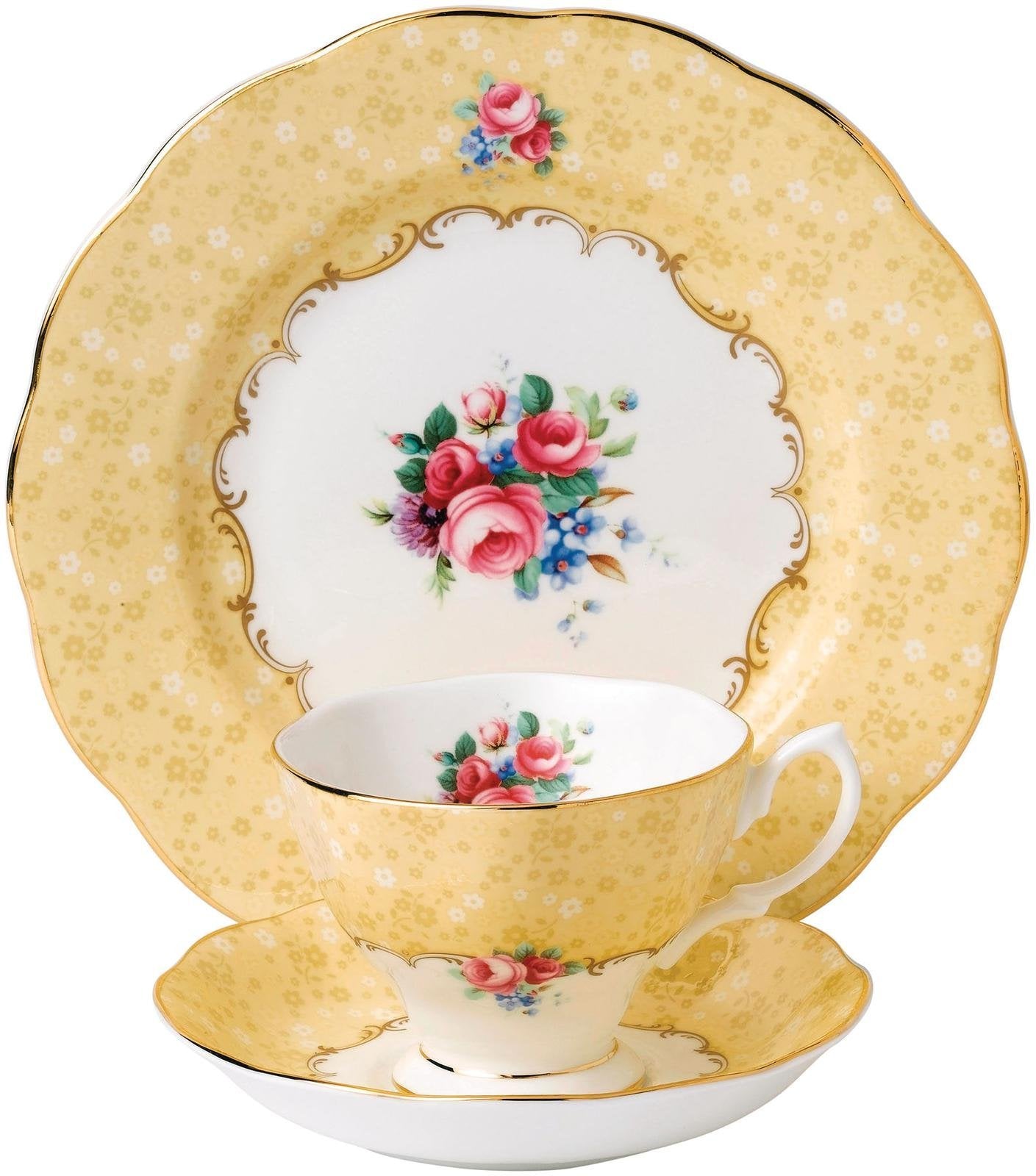 Royal Albert 100 Years 1990 3-Piece Set (Teacup, Saucer & Plate 8)