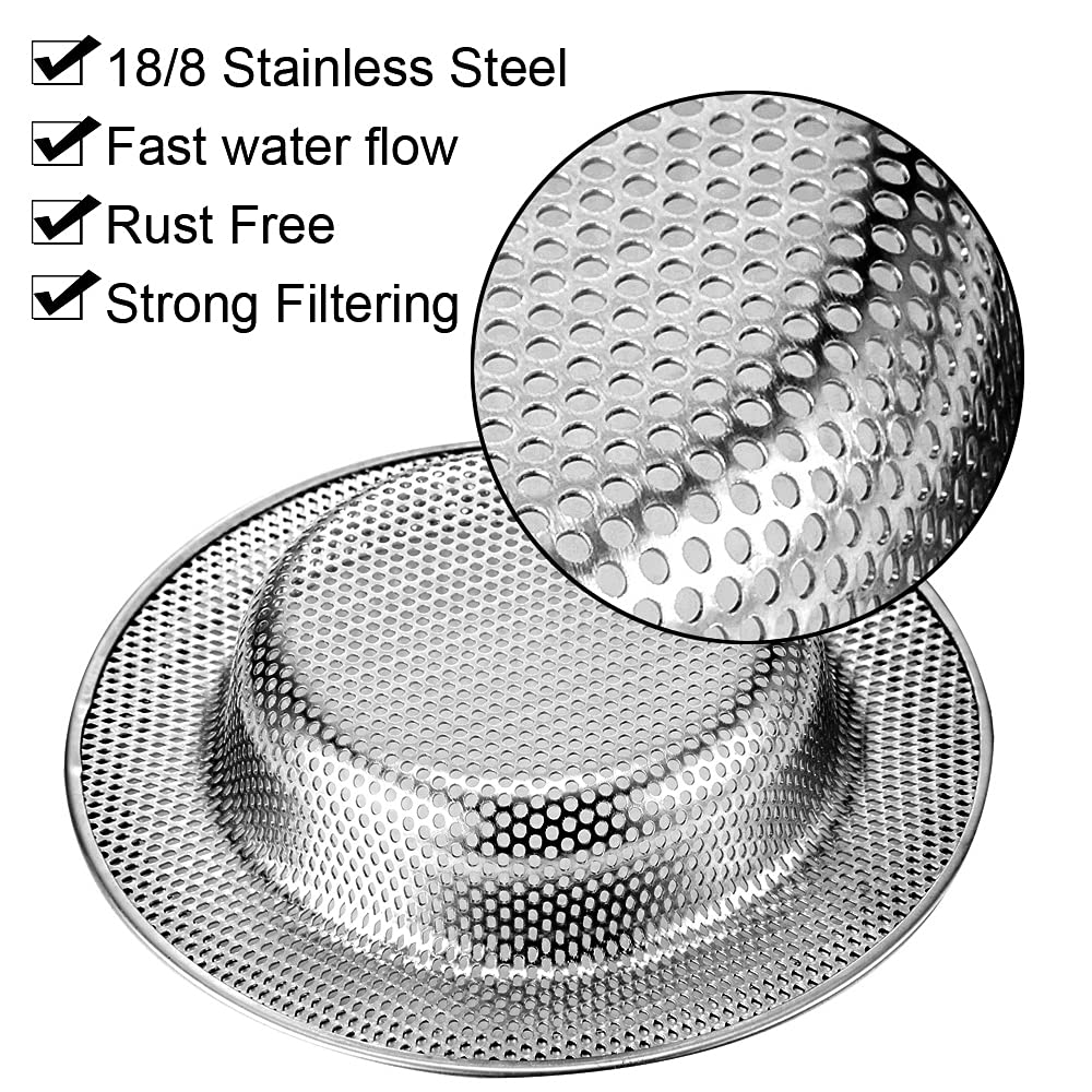 Kitchen Sink Strainer, 2-Pack Sink Strainer Basket With Handle, 4.5'' Diameter, Stainless Steel, Rust Free And Dishwasher Safe