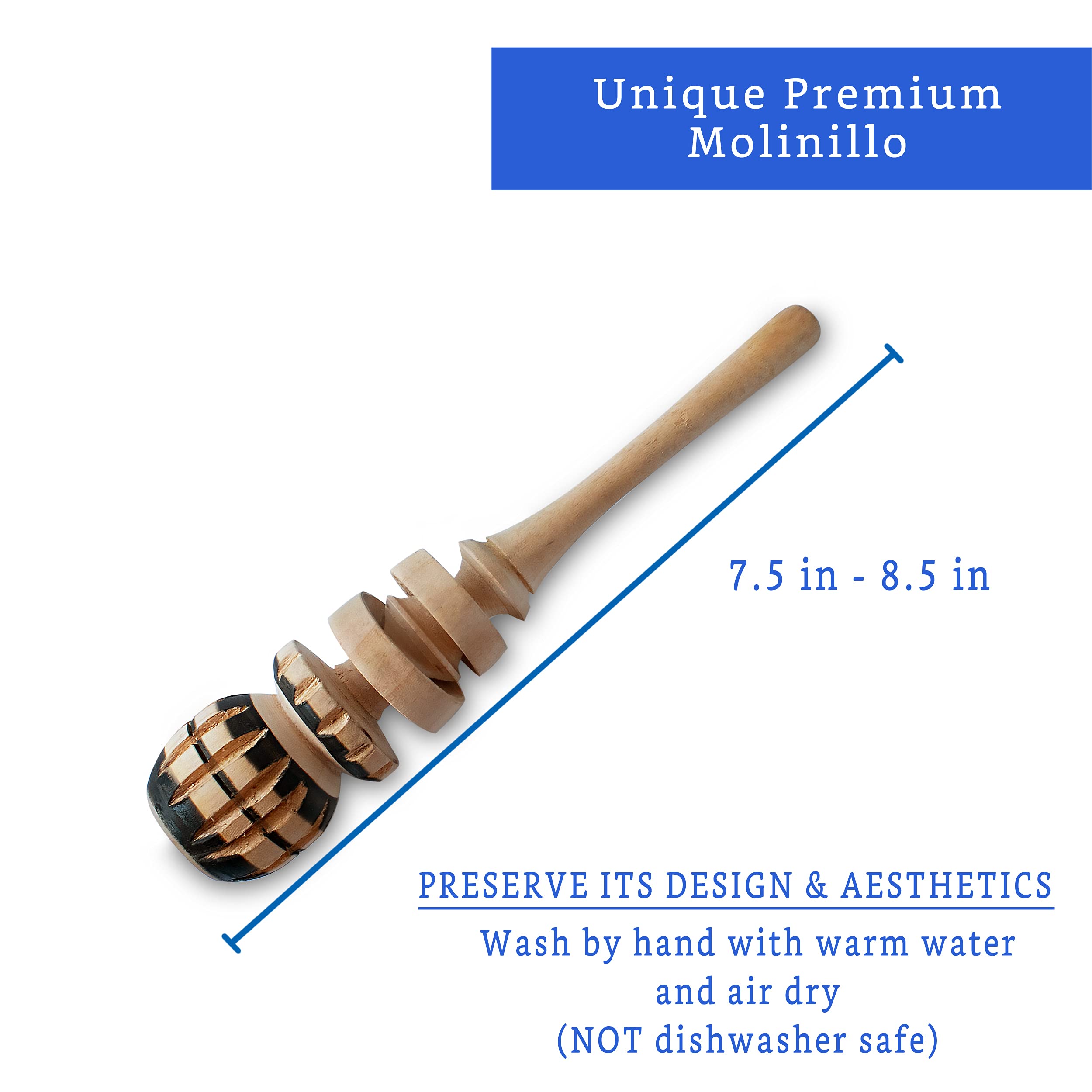 Authentic Artisanal Mexican Molinillo Hot Chocolate Frother (Small Cup Size) - Handmade Premium Mexican Hot Chocolate Wooden Whi