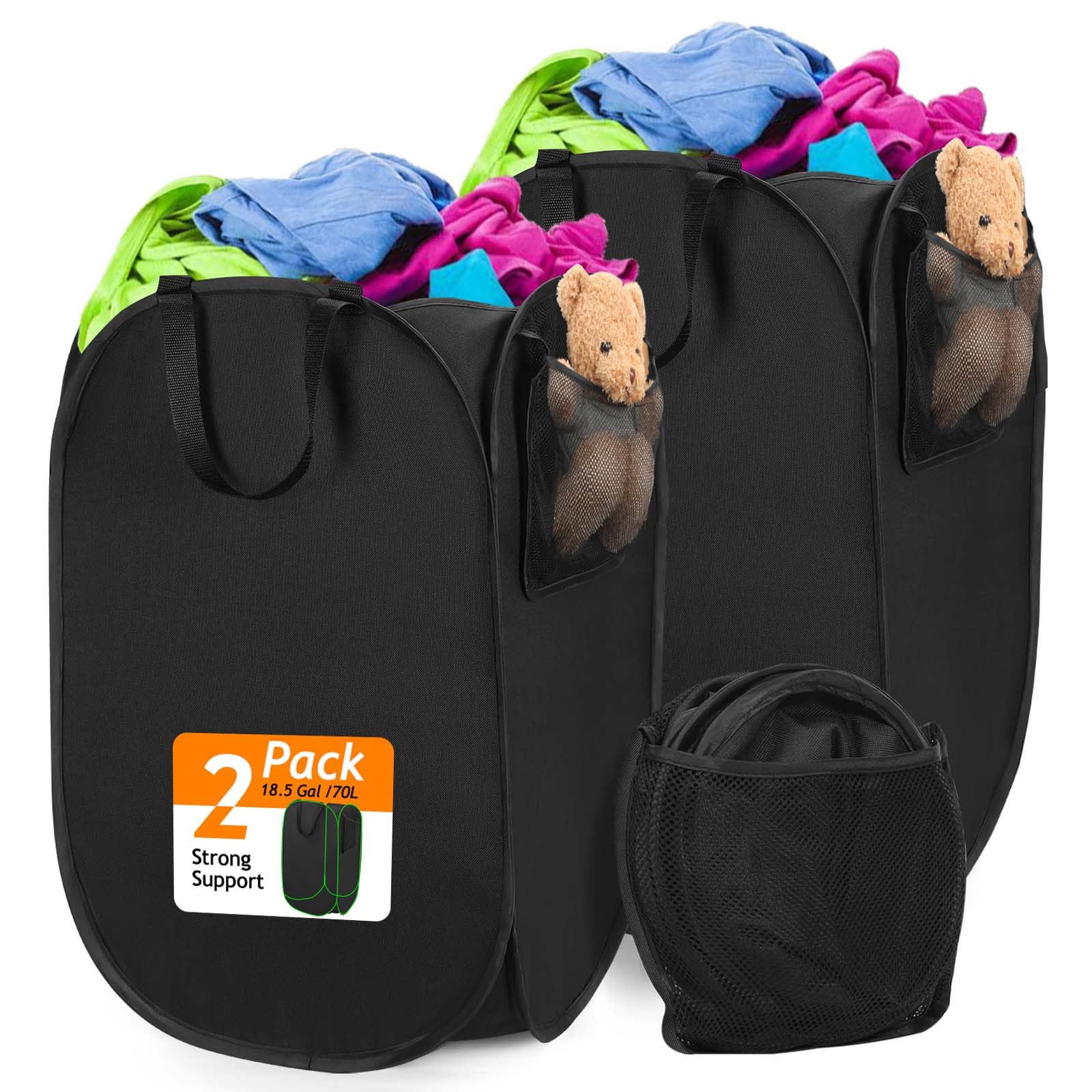 2024 Upgraded Oxford Pop-Up Laundry Hamper 2 Pack, 70L(18.5 Gal) Laundry Basket With Durable Handles Solid Bottom High Carbon St