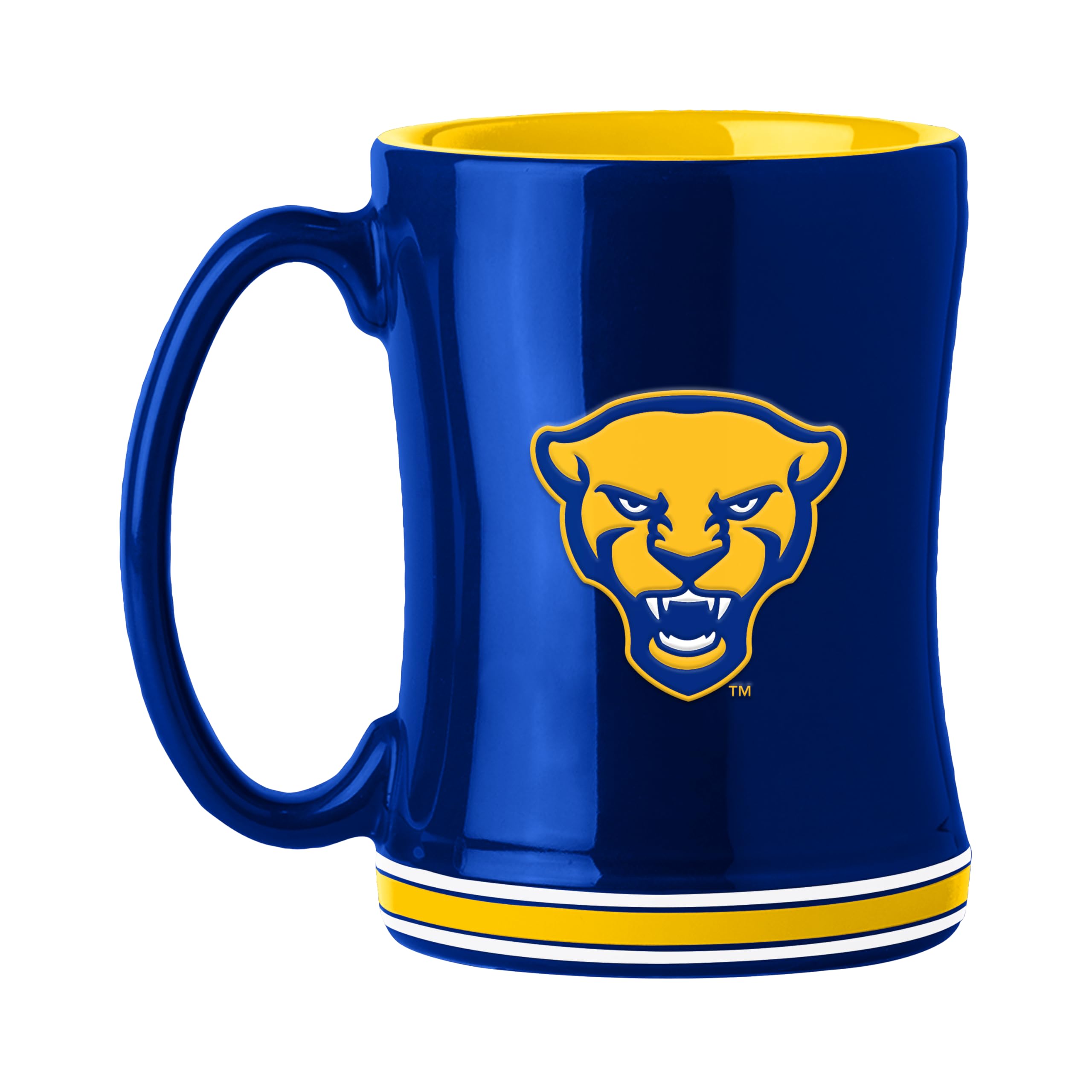 Logo Brands NCAA Pittsburgh Panthers 14 oz Relief Coffee Mug - Officially Licensed Mug, Sculpted 3D Logo and Team Colors - Comfo