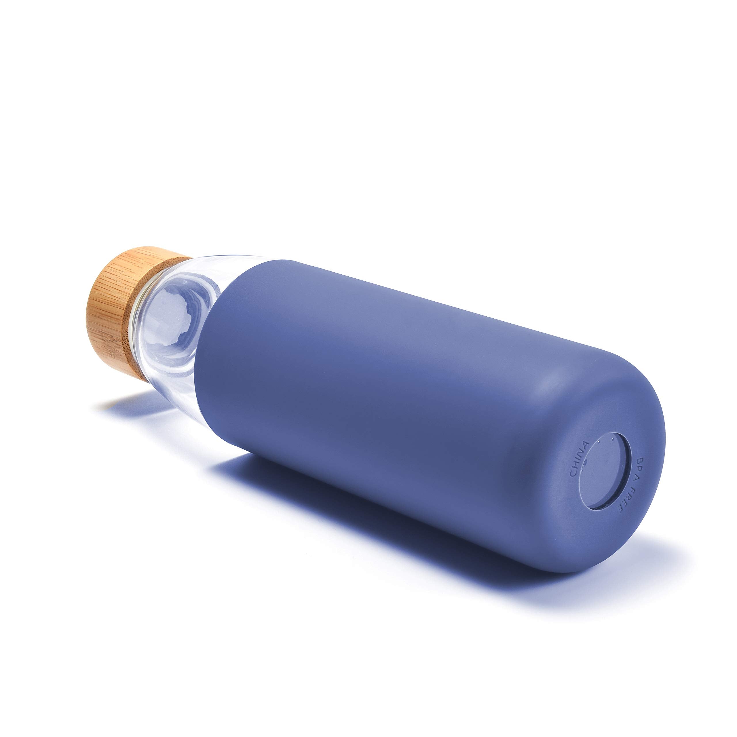 Veegoal Glass Water Bottles 25 Oz Borosilicate With Bamboo Lid, Bpa-Free, Non-Slip Silicone Sleeve, And Stainless Steel Leak Pro