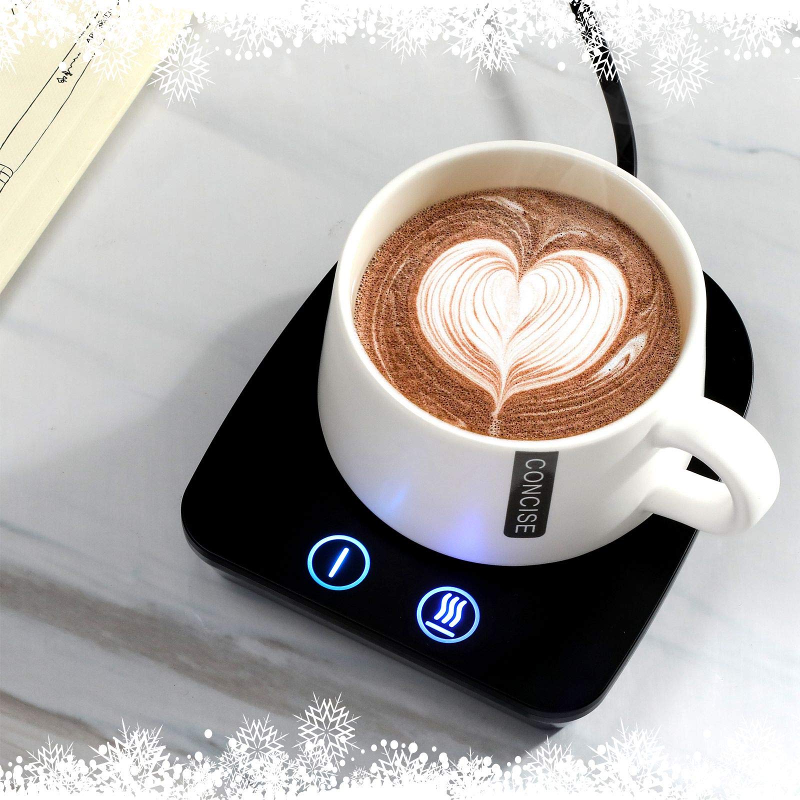 VOBAGA Coffee Mug Warmer - Electric Beverage Warmer with 3 Temperature Settings, X-mas Black, Model VOB-10-X-mas, Auto Shut Off