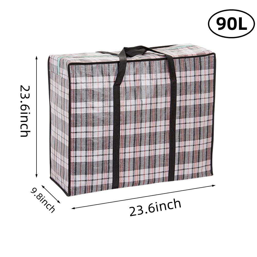 Heavy Duty Large Moving Bags  90L Big Organizer Storage Bags With Durable Zipper  Water Resistant Totes  Carrying Bag  Camping Bag for Clothes  Bedding  Comforter  Pillow  Moving(Set of 4)