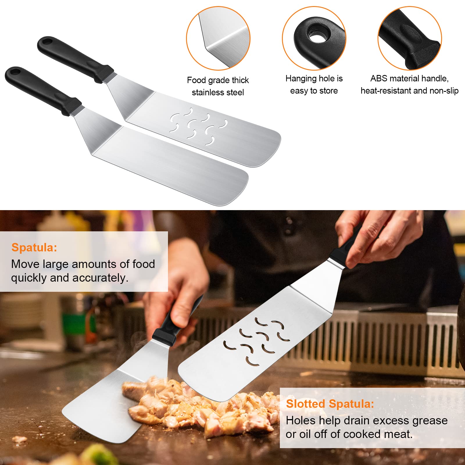 Blackstone Griddle Accessories Kit, 6Pcs Flat Top Grill Accessories Set For Blackstone And Camp Chef With Spatula & Carry Bag, G