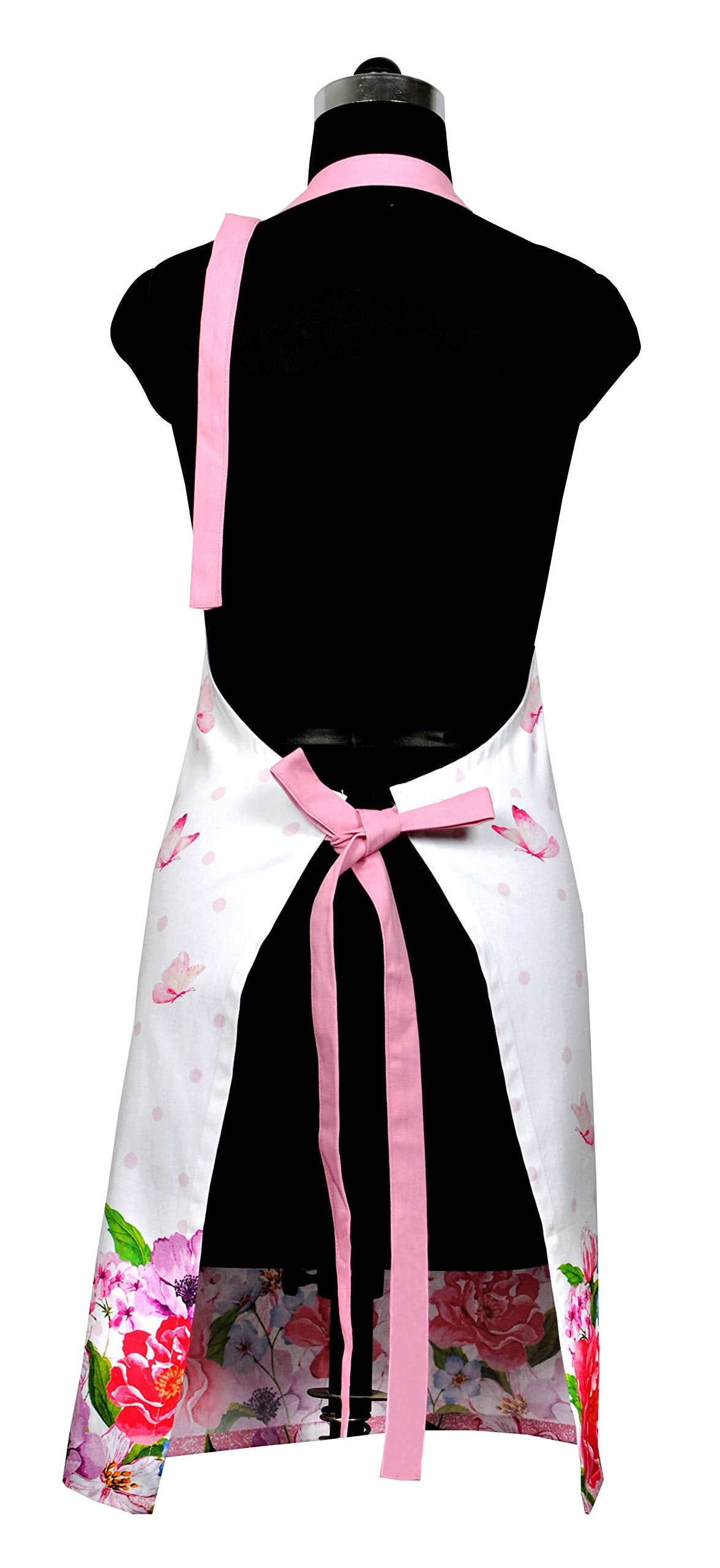 Amour Infini Spring Floral Apron | 27.5 X 33 Inches | 100% Natural Cotton | Womens Apron For Cooking, Baking, Gardening | Conven