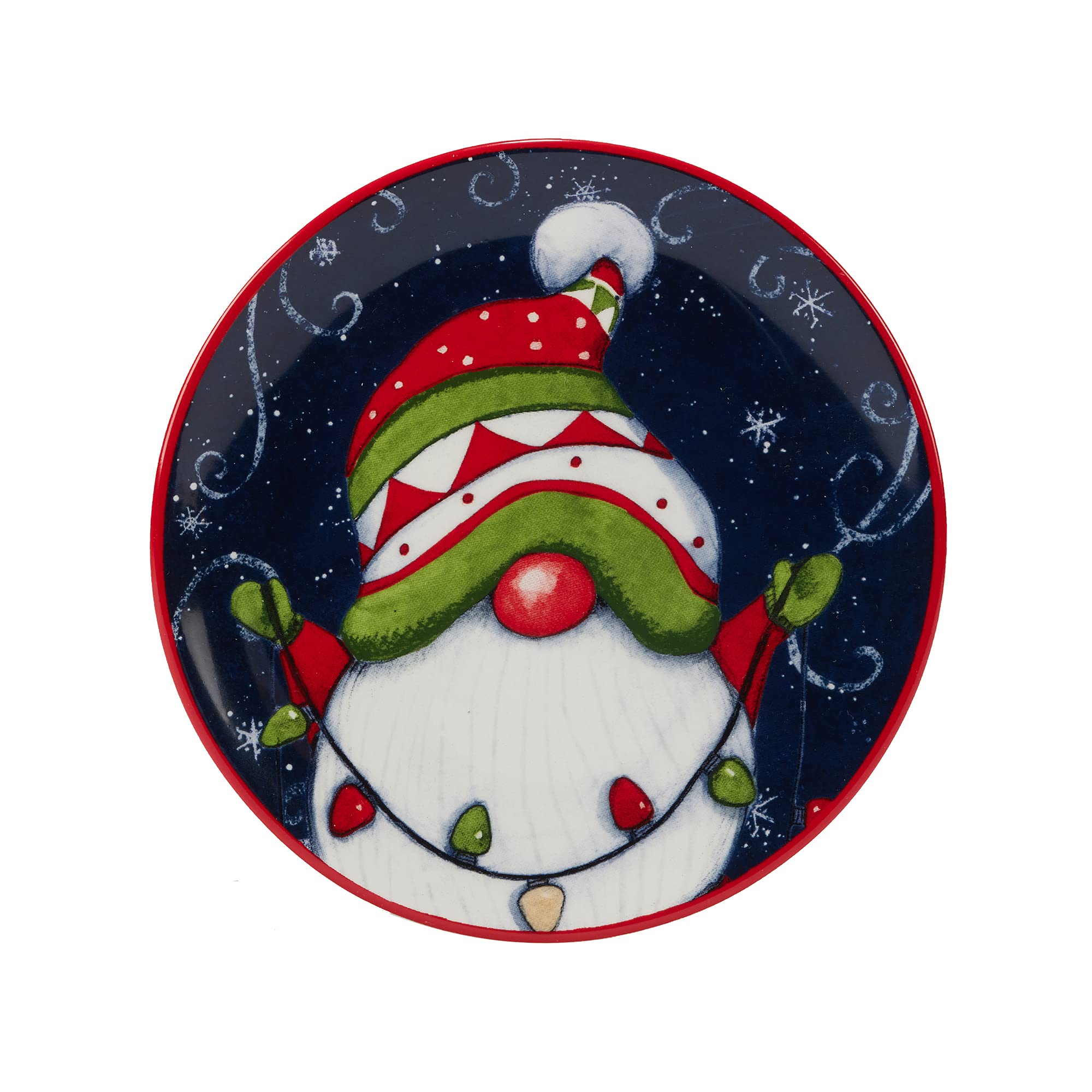 Certified International Holiday Magic Gnomes 6'' Canape/Luncheon/Snack Plates, Multicolor, Small, Set Of 4