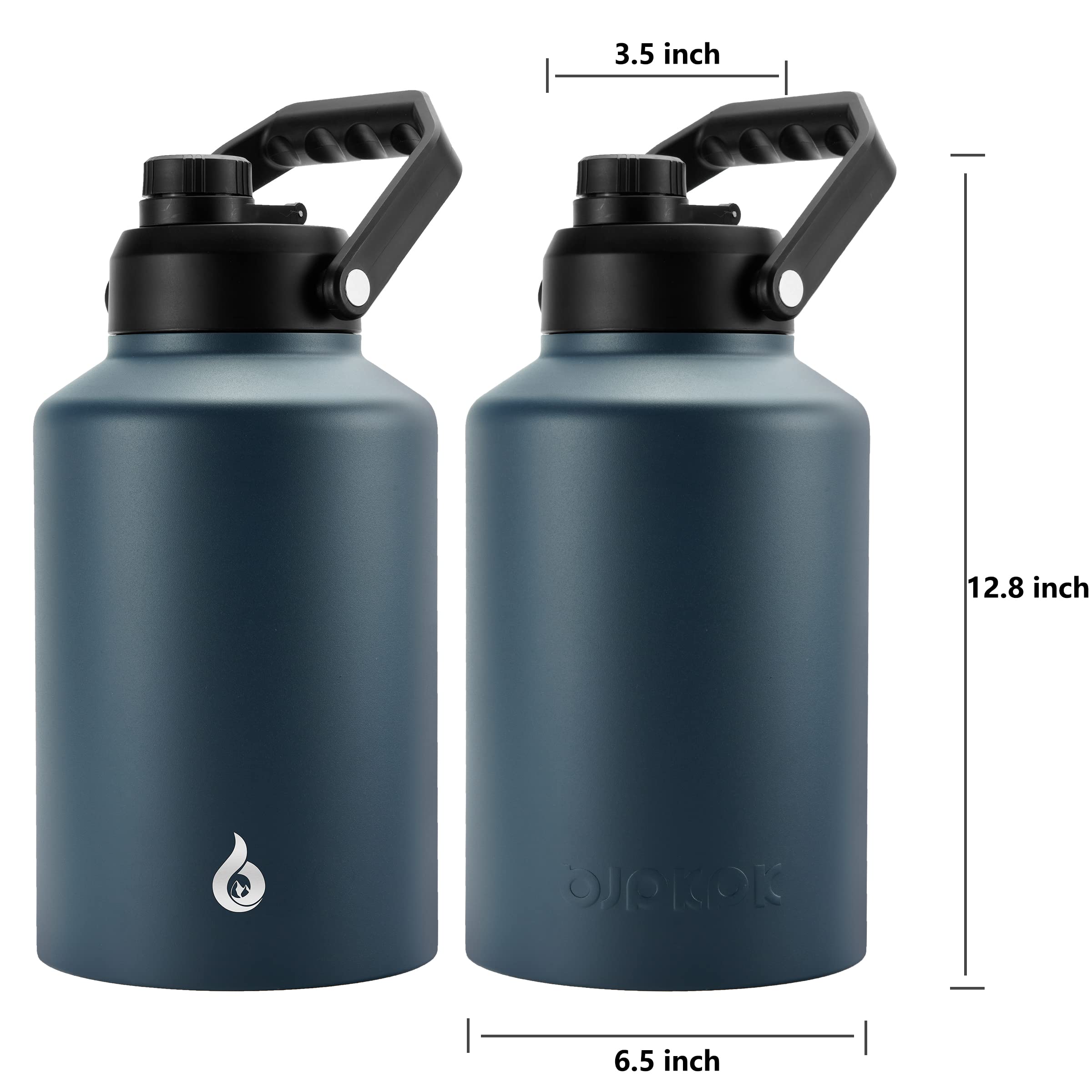 Bjpkpk One Gallon(128 Oz) Insulated Water Bottle, Dishwasher Safe Stainless Steel Thermos, Bpa Free Jug With Ergonomic Handle &