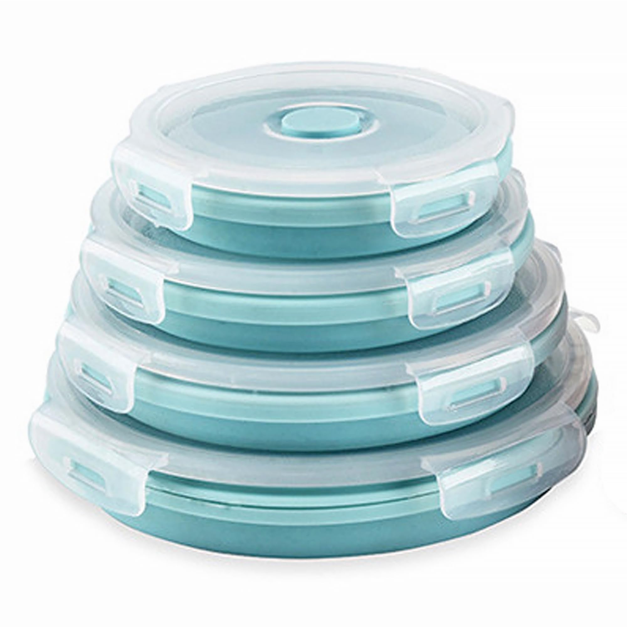 Cartints Silicone Collapsible Food Storage Containers-Prep/Storage Bowls With Lids - Set Of 4 Round Silicone Lunch Containers -