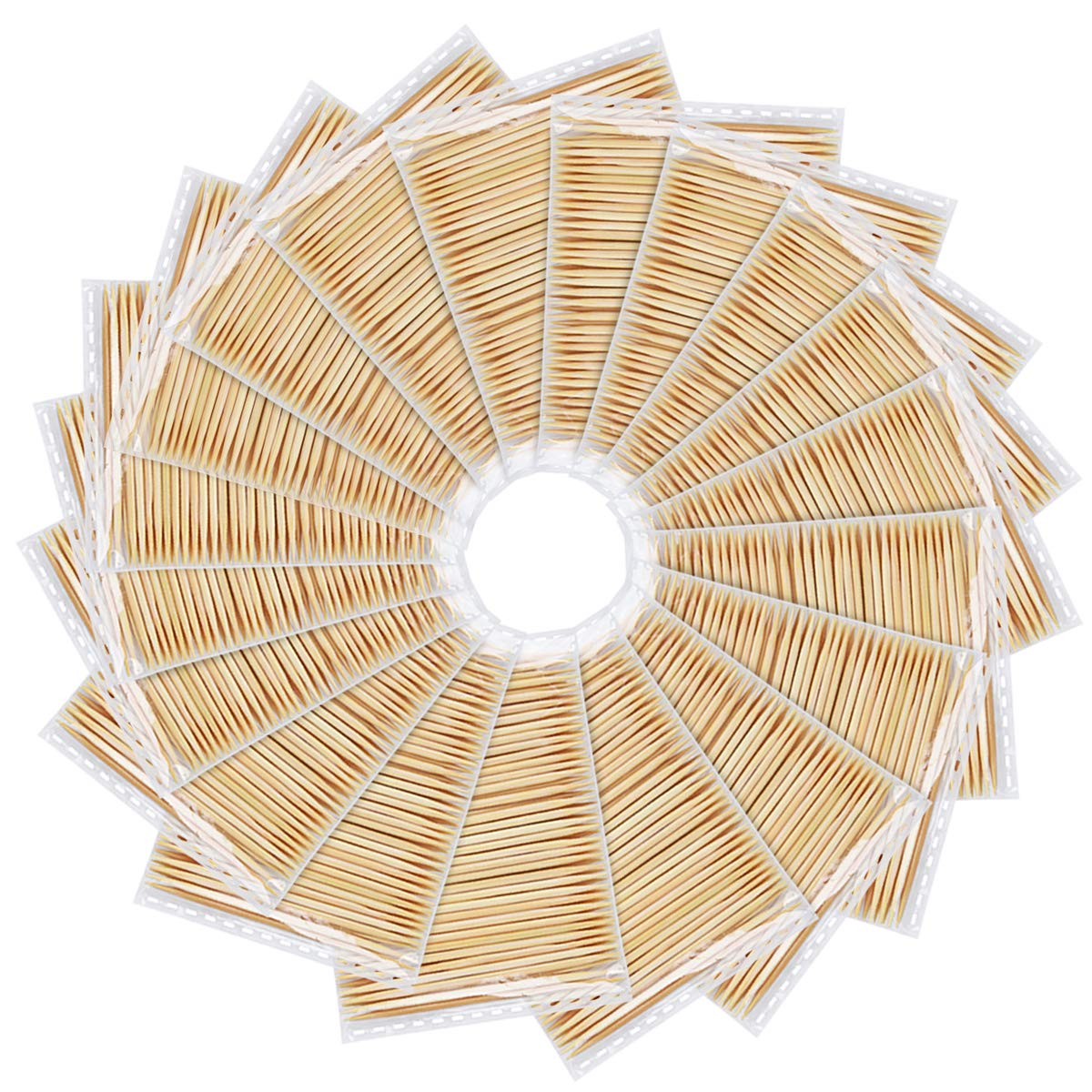 Minisland 2Mm Thick Premium Bamboo Wood Toothpicks 1200 Counts In 20 Small Packs Bulk Round Sturdy Tooth Picks For Teeth Clean K
