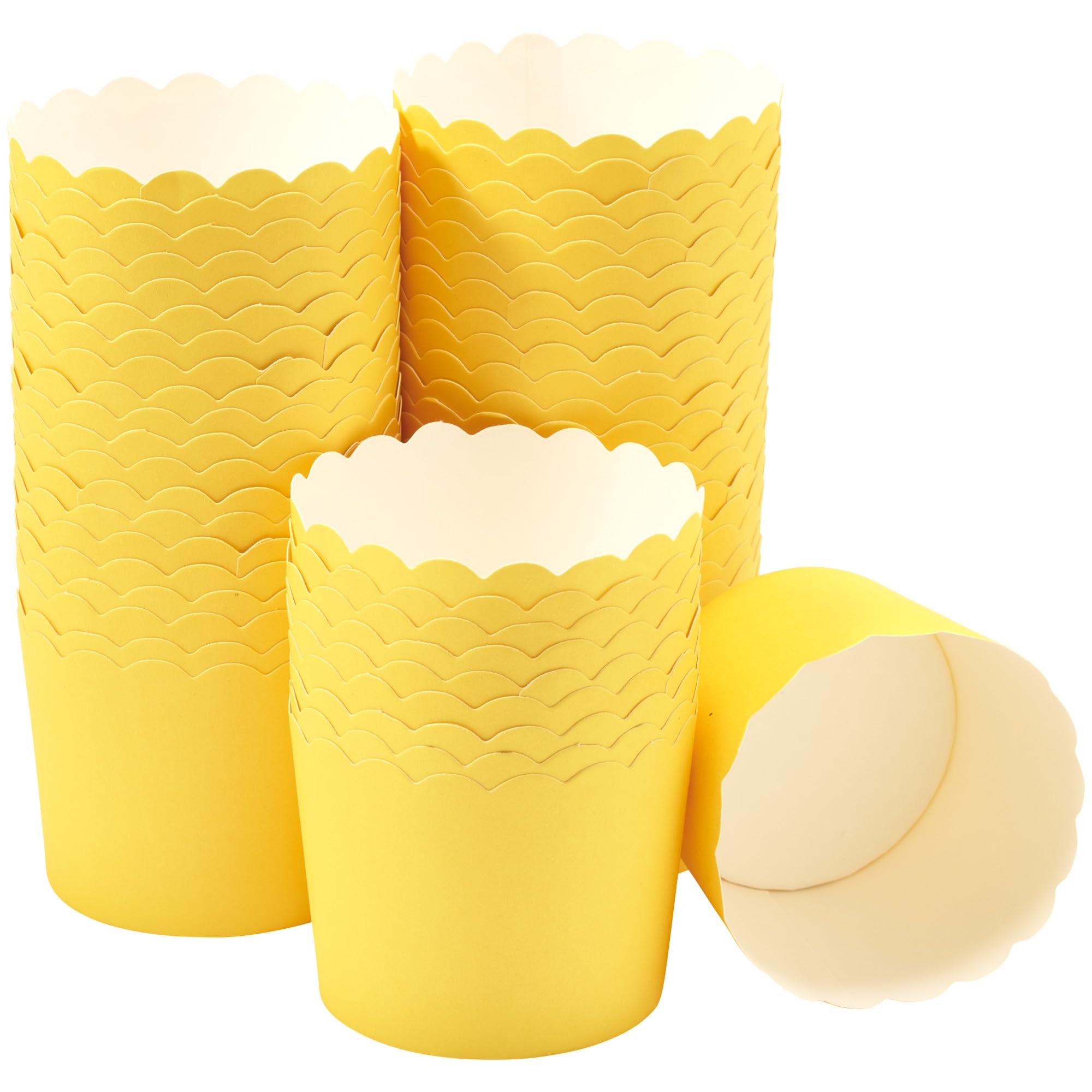 DecoPac Yellow Scalloped Baking Cups, Perfect For Delicious Cupcakes, Delicate Scalloped Edge, 50 Oven Safe Cupcake Cases(Pack o