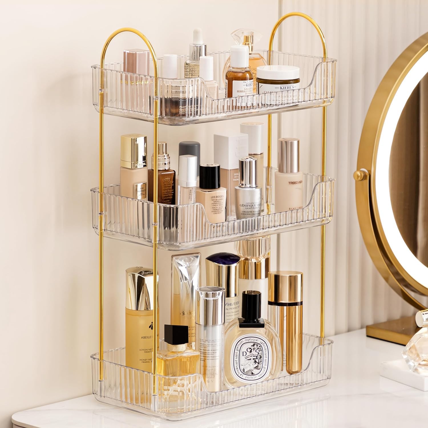 Hblife 3 Tier Bathroom Organizer Countertop, Makeup Organizer Perfume Tray Skincare Organizer For Bathroom, Dresser, Vanity, Cle