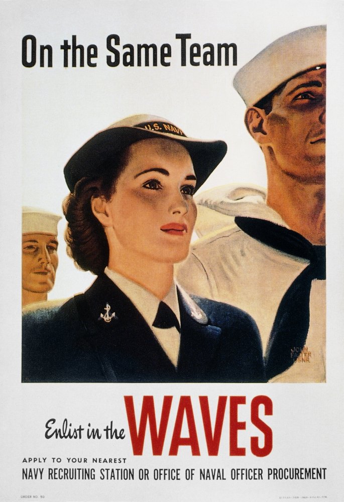 Wwii Waves Poster Non The Same Team American World War Ii Recruiting Poster For The Waves (Women Accepted For Volunteer Emergenc
