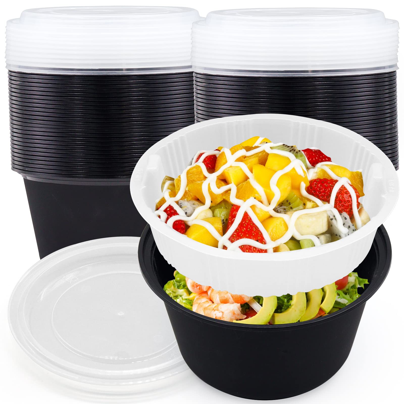 Popmisoler 150 Pcs Stackable Lunch Container,Lunch Containers With Compartments,Reusable Disposable Salad Lunch Containers For A