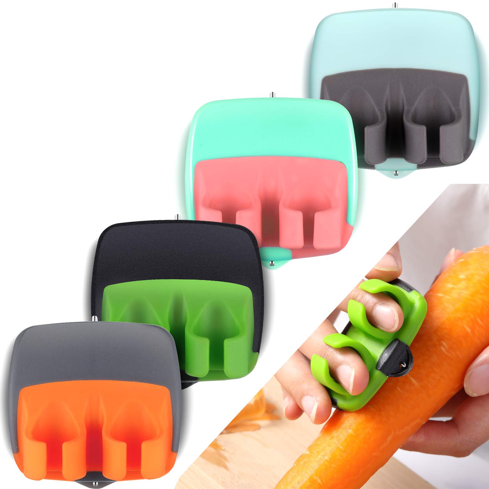 4 Pieces Finger Vegetable Peeler Palm Peeler Kitchen Fruit Potato Peeler With Comfortable Rubber Finger Grip For Pumpkin Carrot