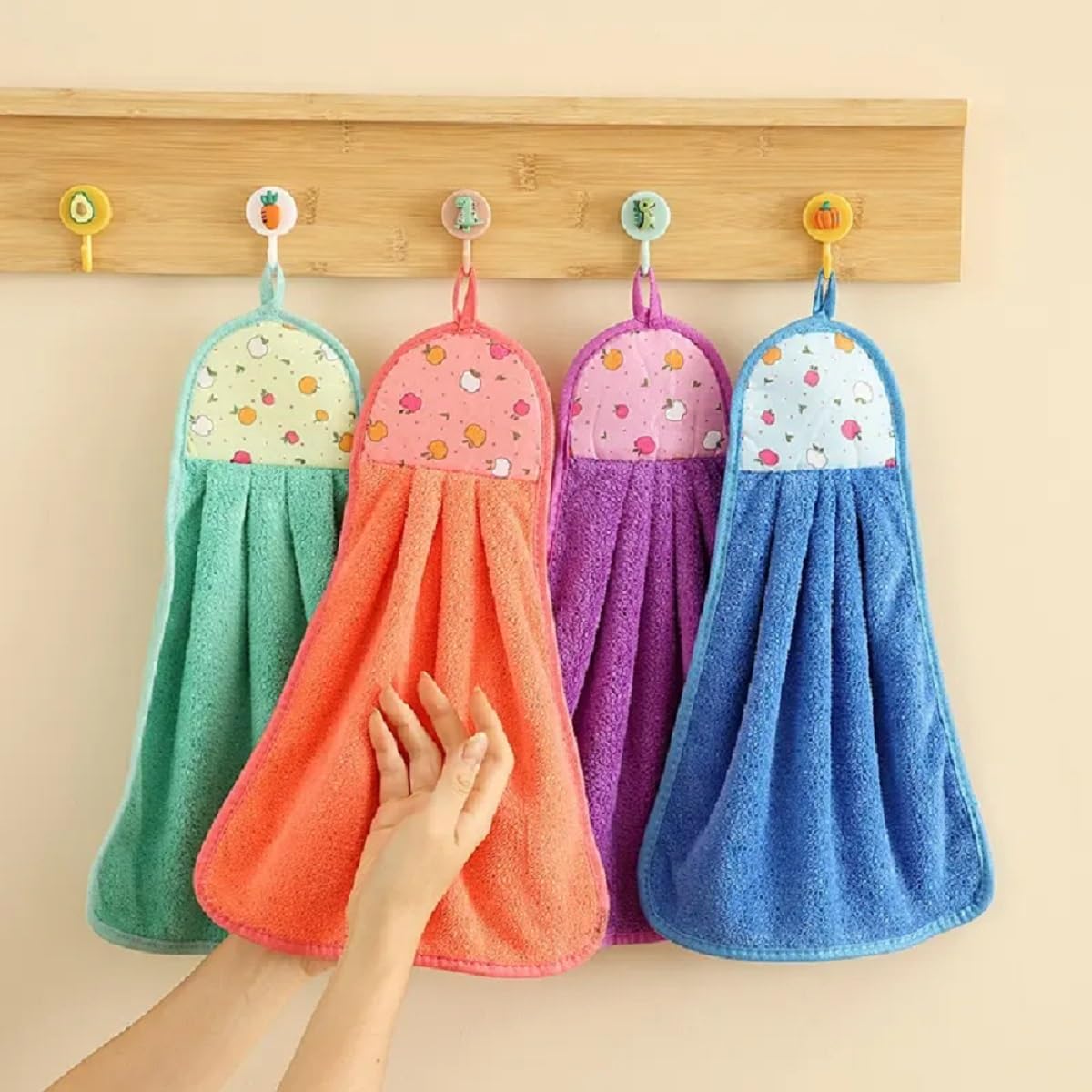 Outlay Home Kitchen Towel Microfiber Anti Bacterial Hand Towel Wash Basin Hanging Napkins Lint Free Kitchen Napkins (Multicolor,