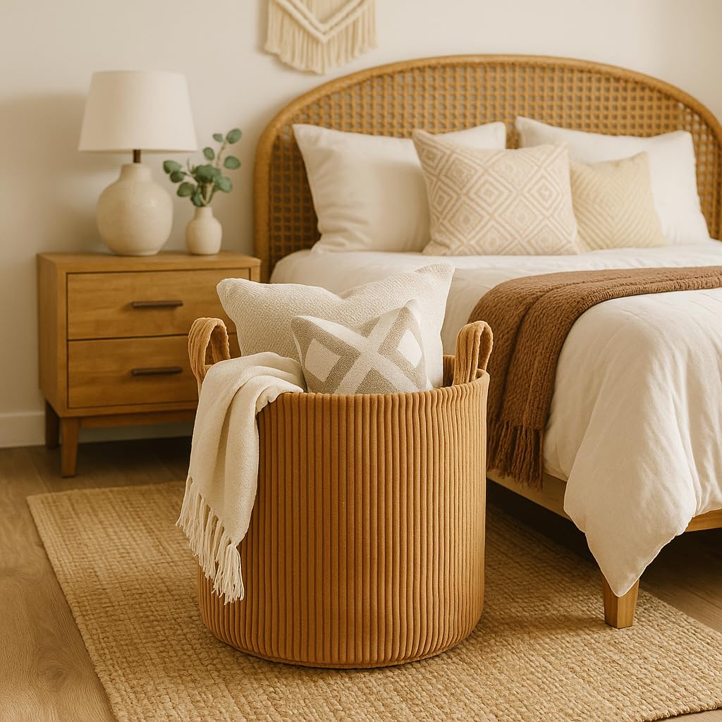 PUTSKA Small Storage Basket - Cute for Organizing, Decorative Storage Boxes, Mini Basket for Gifts and Shelves (Clay)