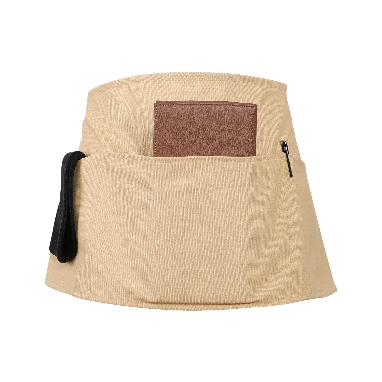 Gnegni 3 Pockets Waist Apron-Waitress Waiter Server Apron Short Half Uniform Apron