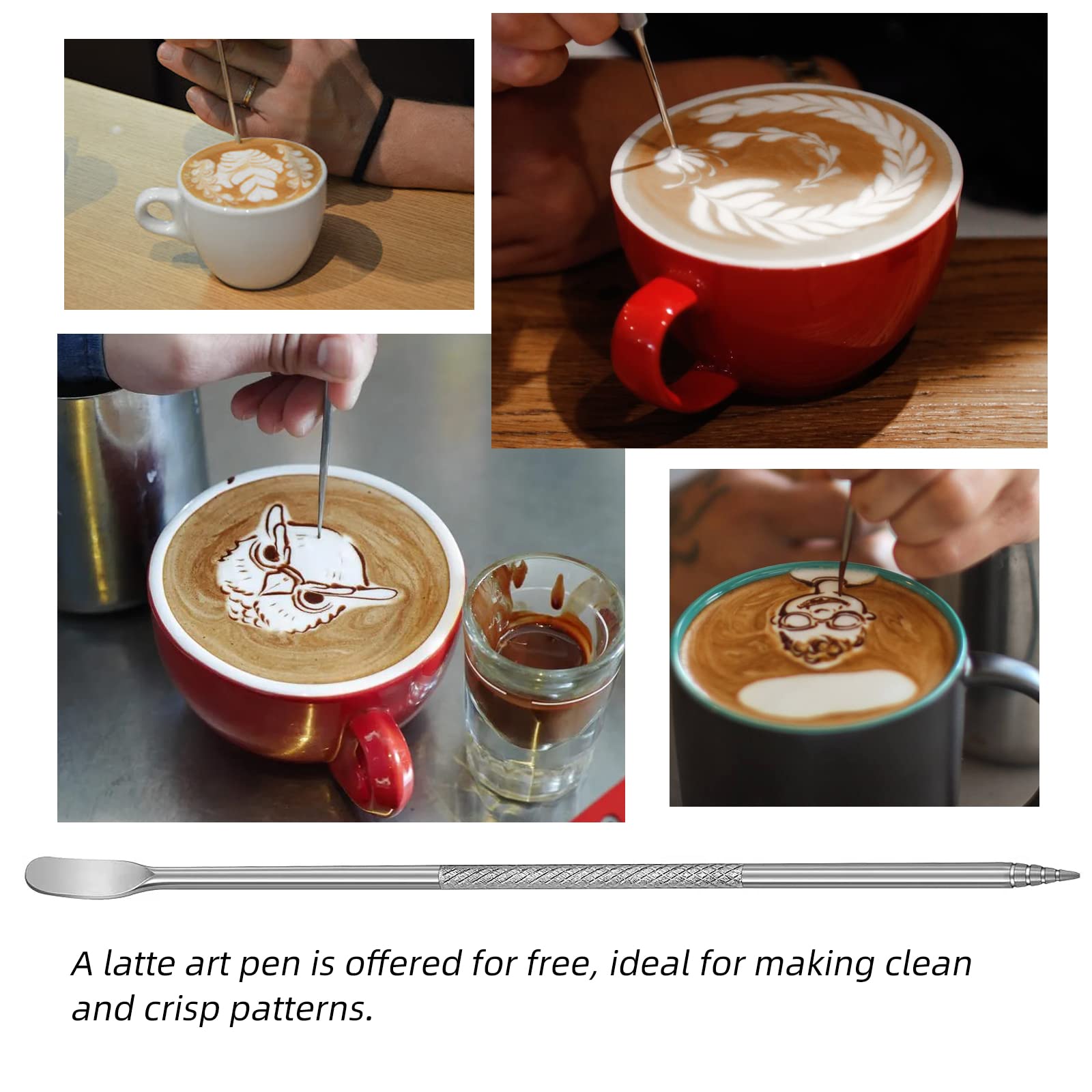 TooCust Stainless Steel Milk Frother Pitcher - 20oz Espresso Steamer Cup, Silver with Latte Art Pen for Coffee & Cappuccino