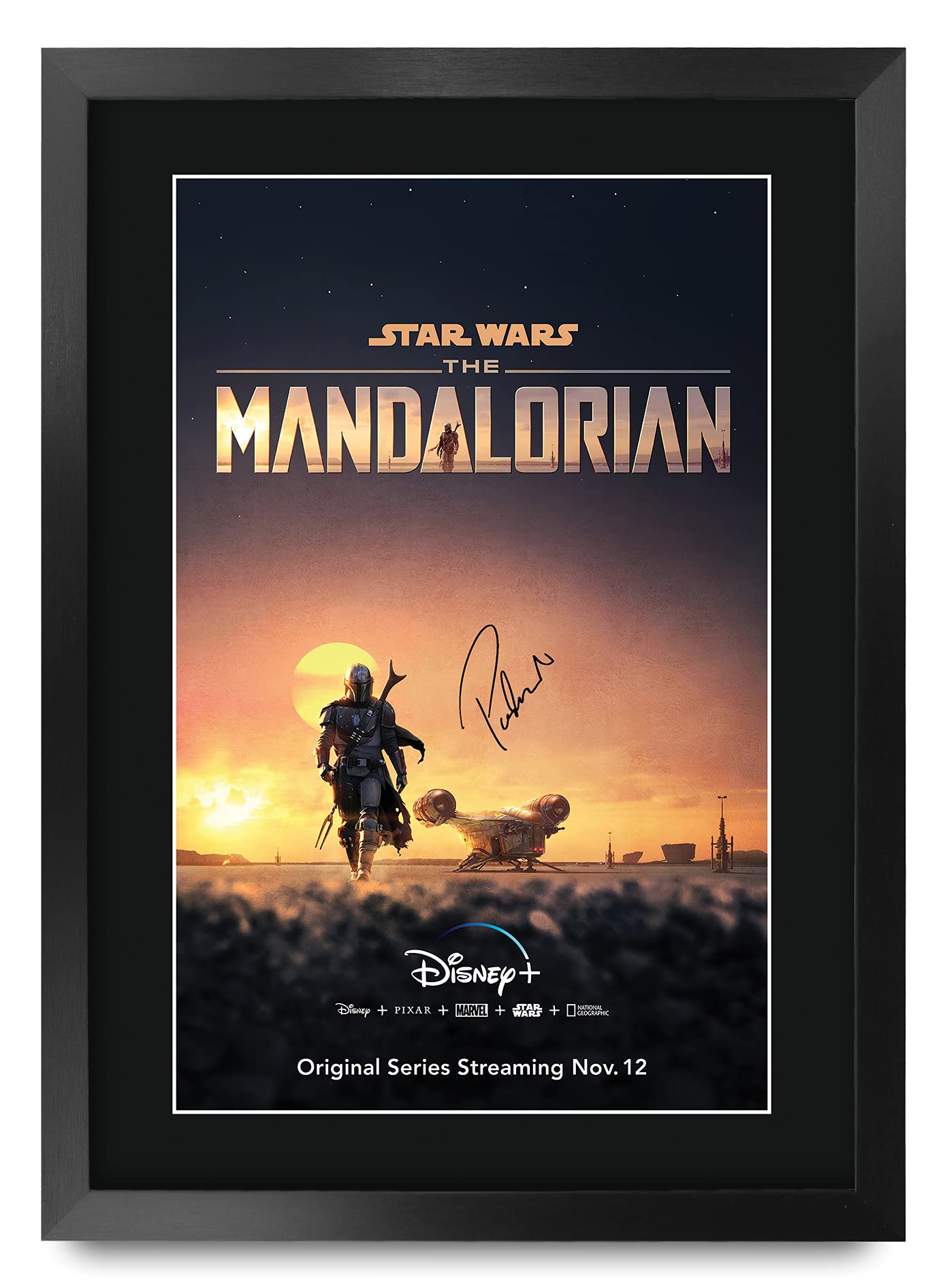 Hwc Trading The Mandalorian Pedro Pascal 16 X 12 Inch Framed Gifts Printed Signed Autograph Picture For Tv Memorabilia Fans - 16